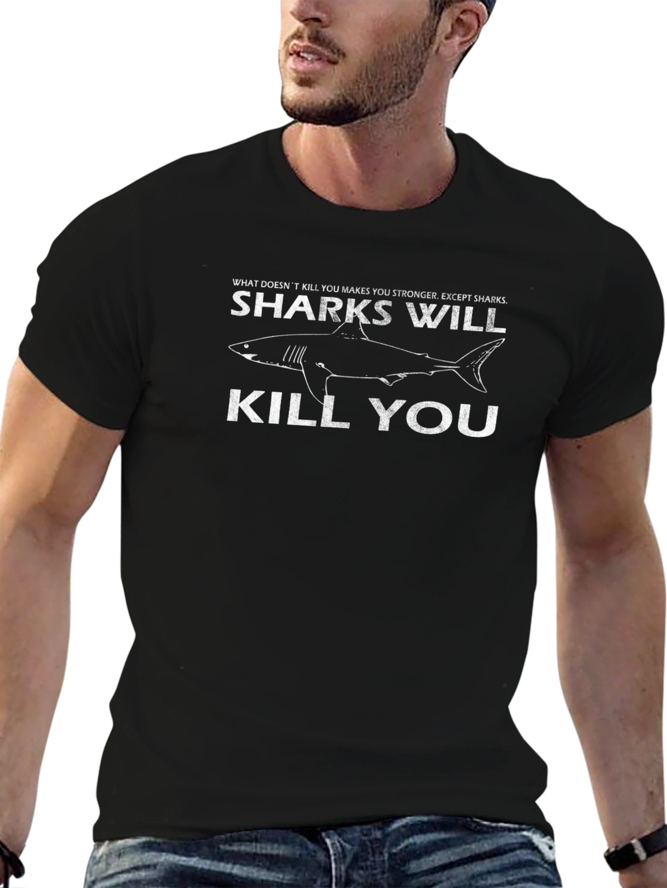 Sharks Will Kill You Funny Graphic Tee