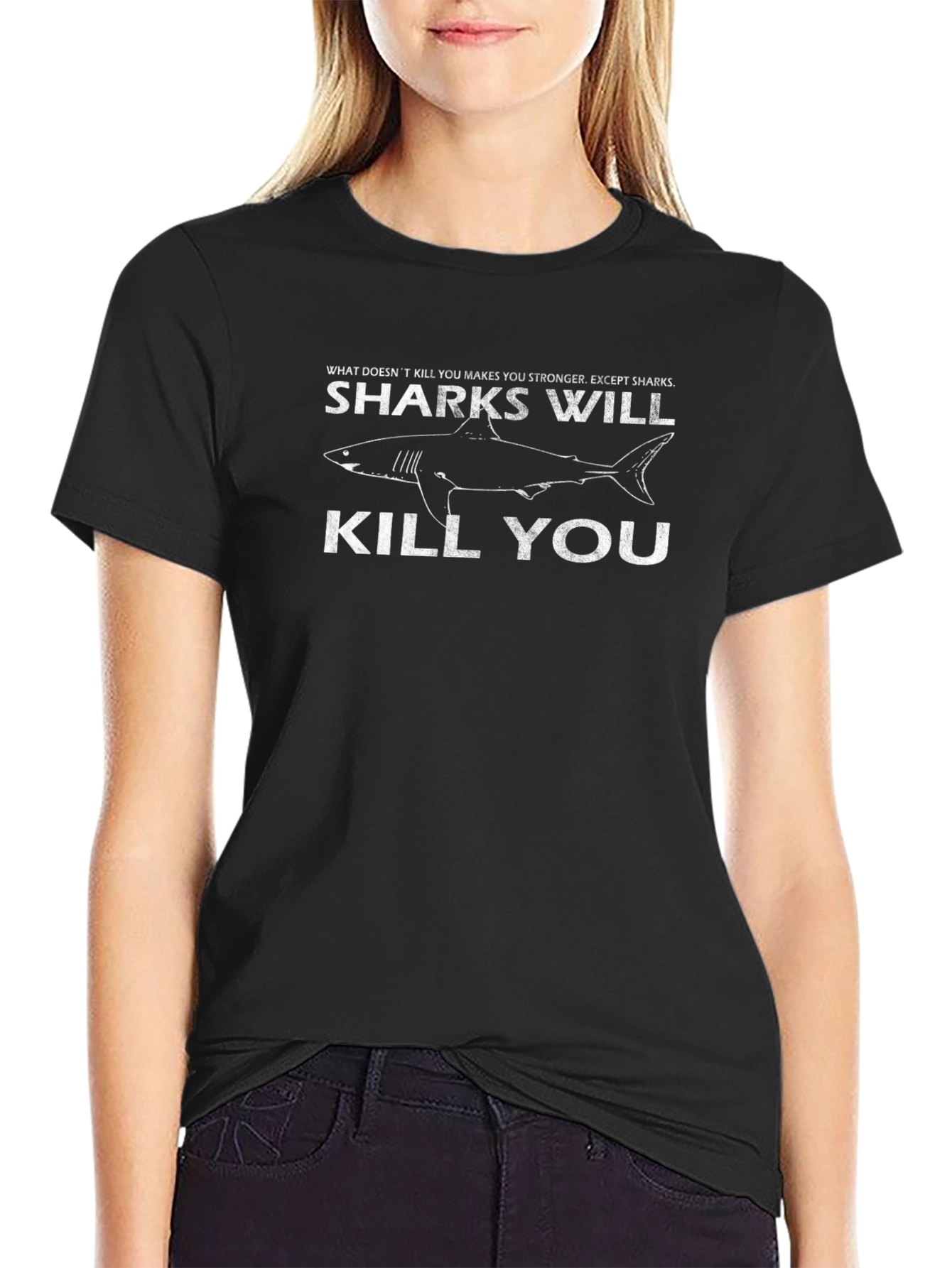 Sharks Will Kill You Funny Graphic Tee