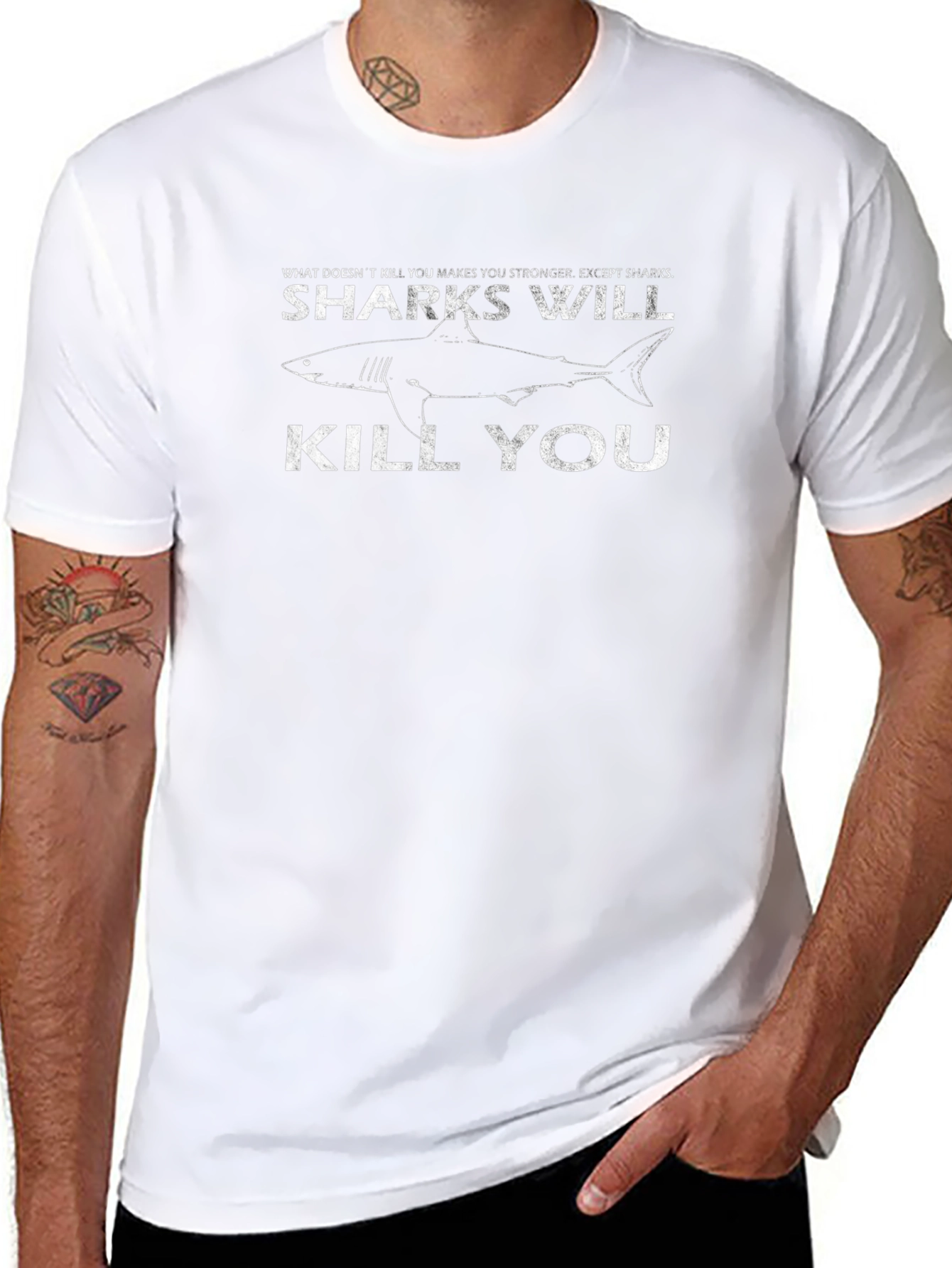 Sharks Will Kill You Funny Graphic Tee