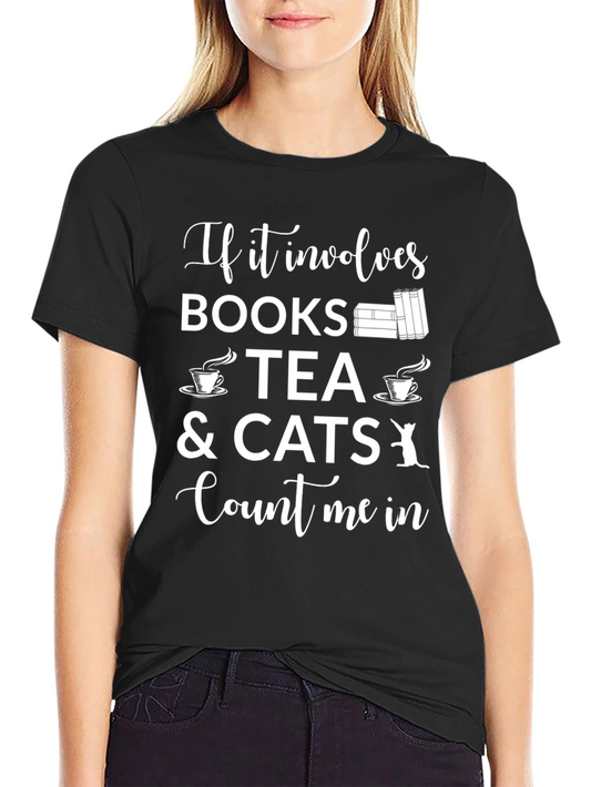 Books Tea Cats T-Shirt - Count Me In Tee