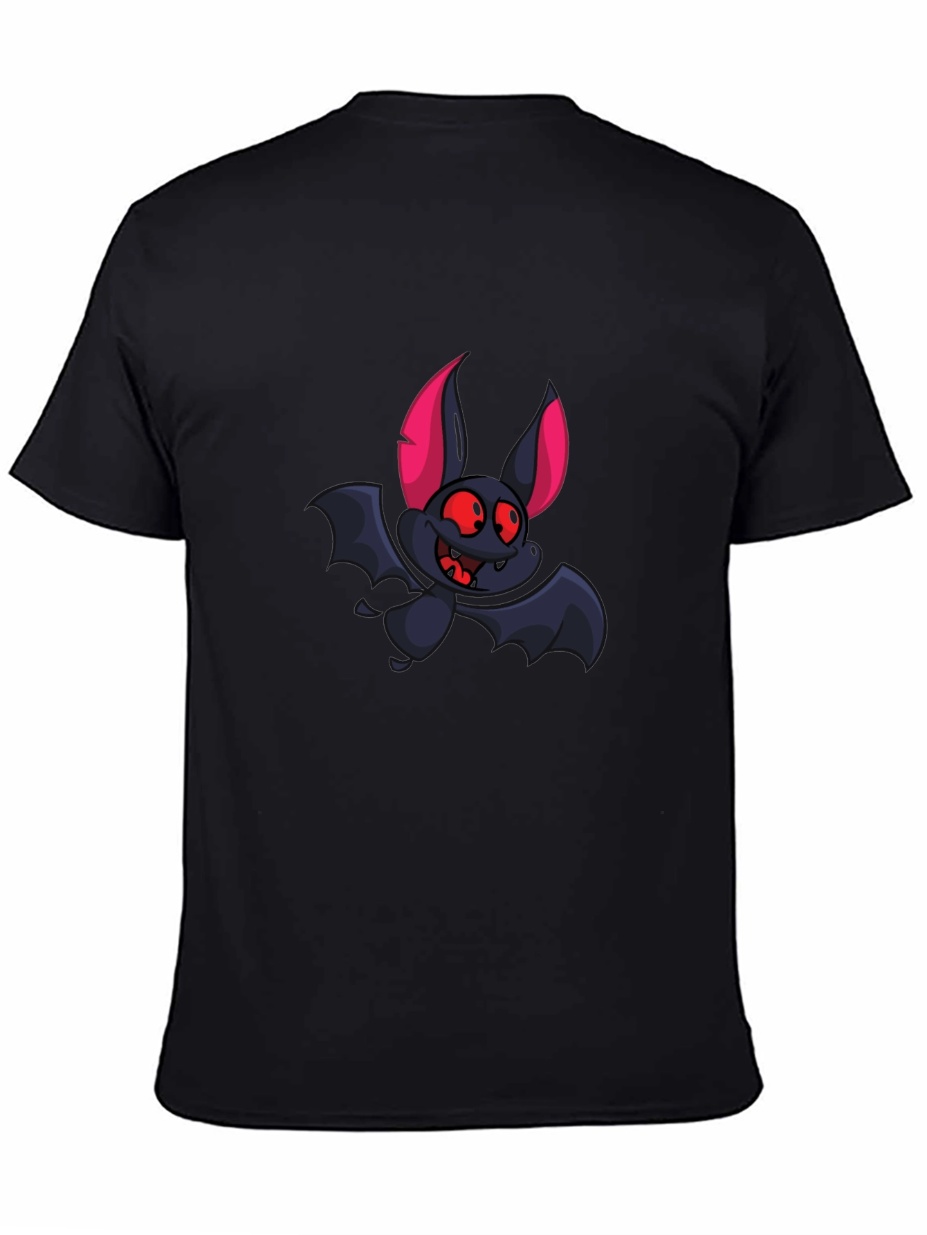 Cartoon Bat Graphic Tee - Black T-Shirt