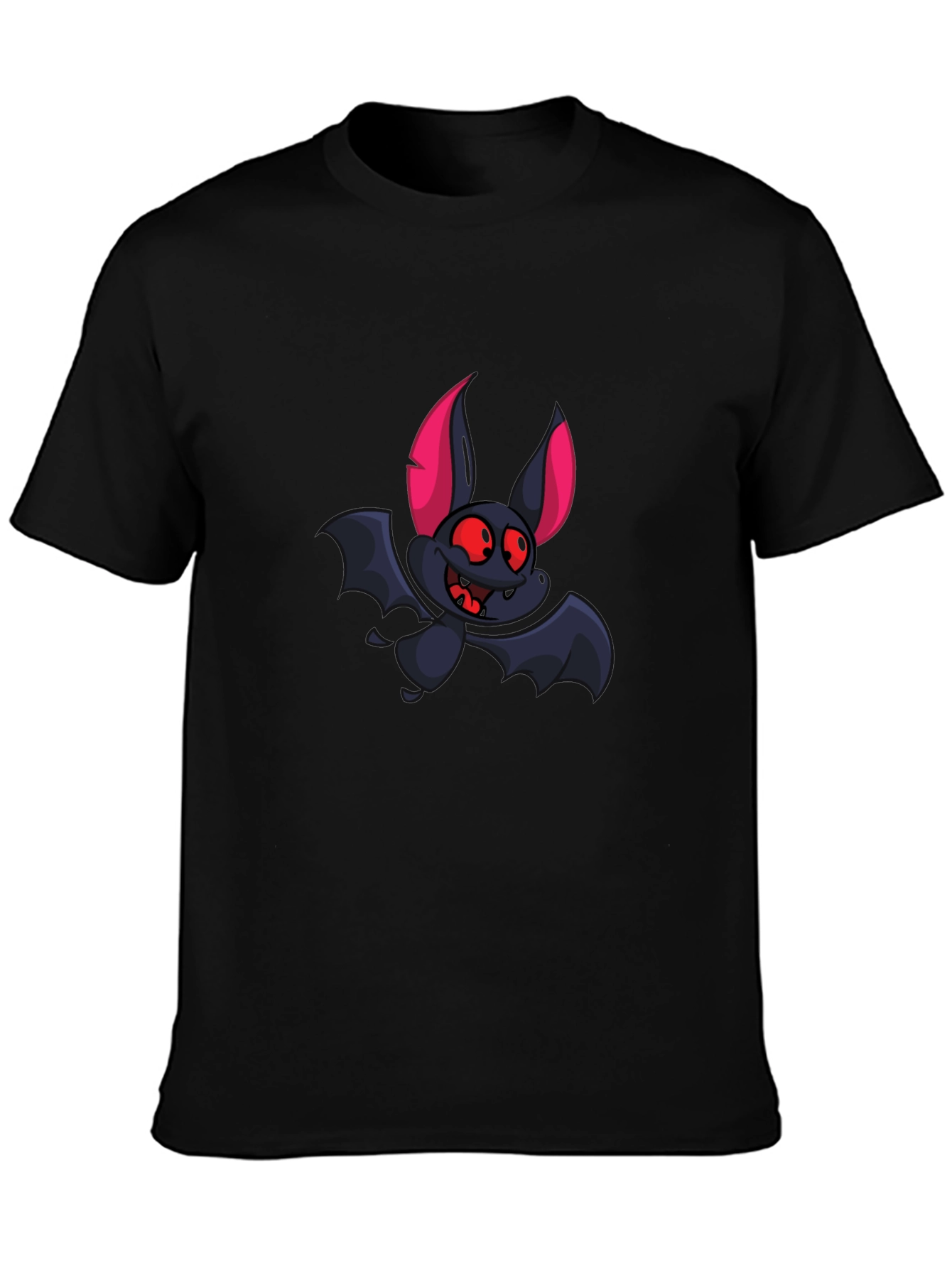 Cartoon Bat Graphic Tee - Black T-Shirt