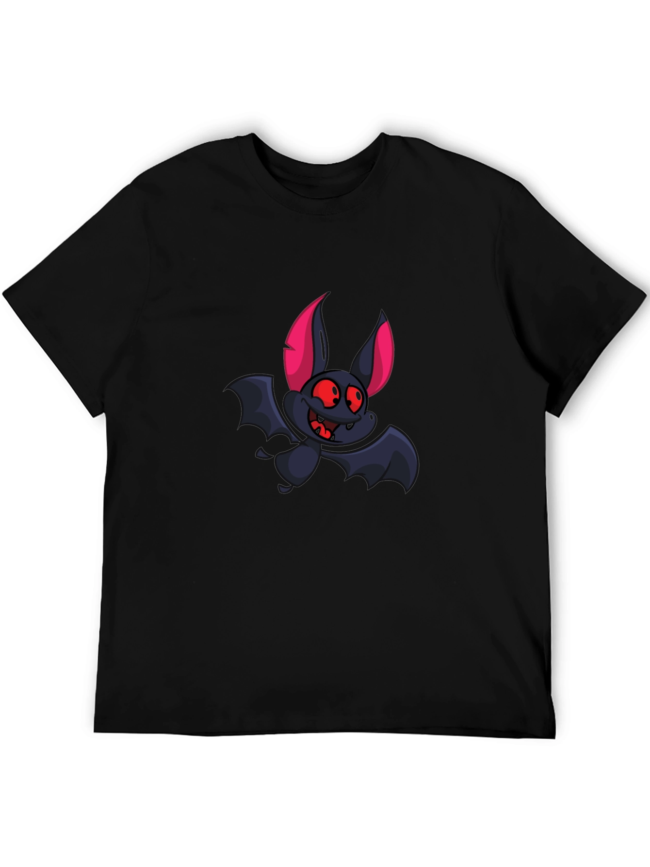 Cartoon Bat Graphic Tee - Black T-Shirt