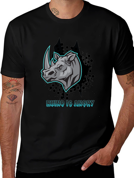 Angry Rhino Graphic T-Shirt - Black Cotton Tee