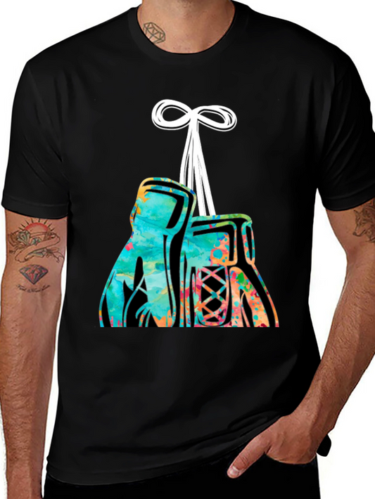 Boxing Gloves Watercolor Print Black T-Shirt
