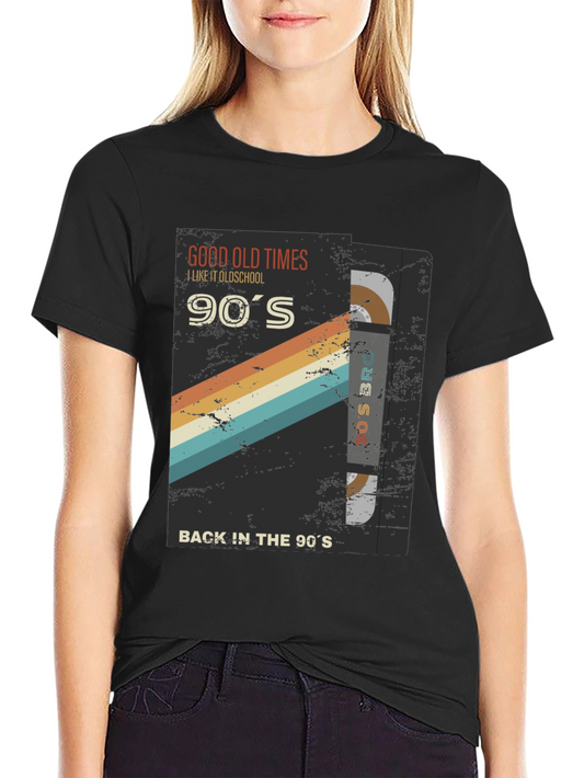 Vintage 90s Cassette Tape Graphic Black T-Shirt