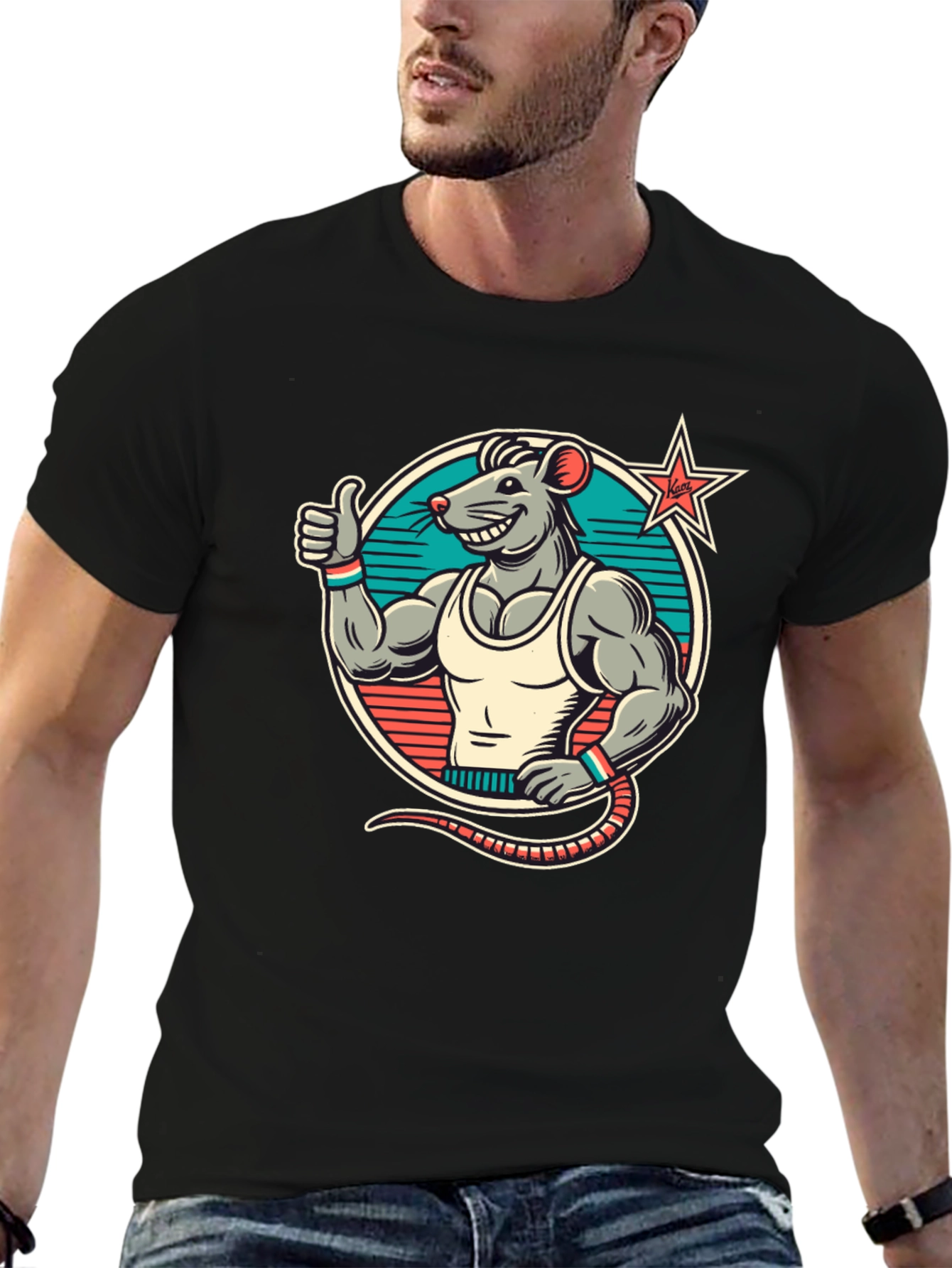 Rat Fitness T-Shirt - Black Crew Neck