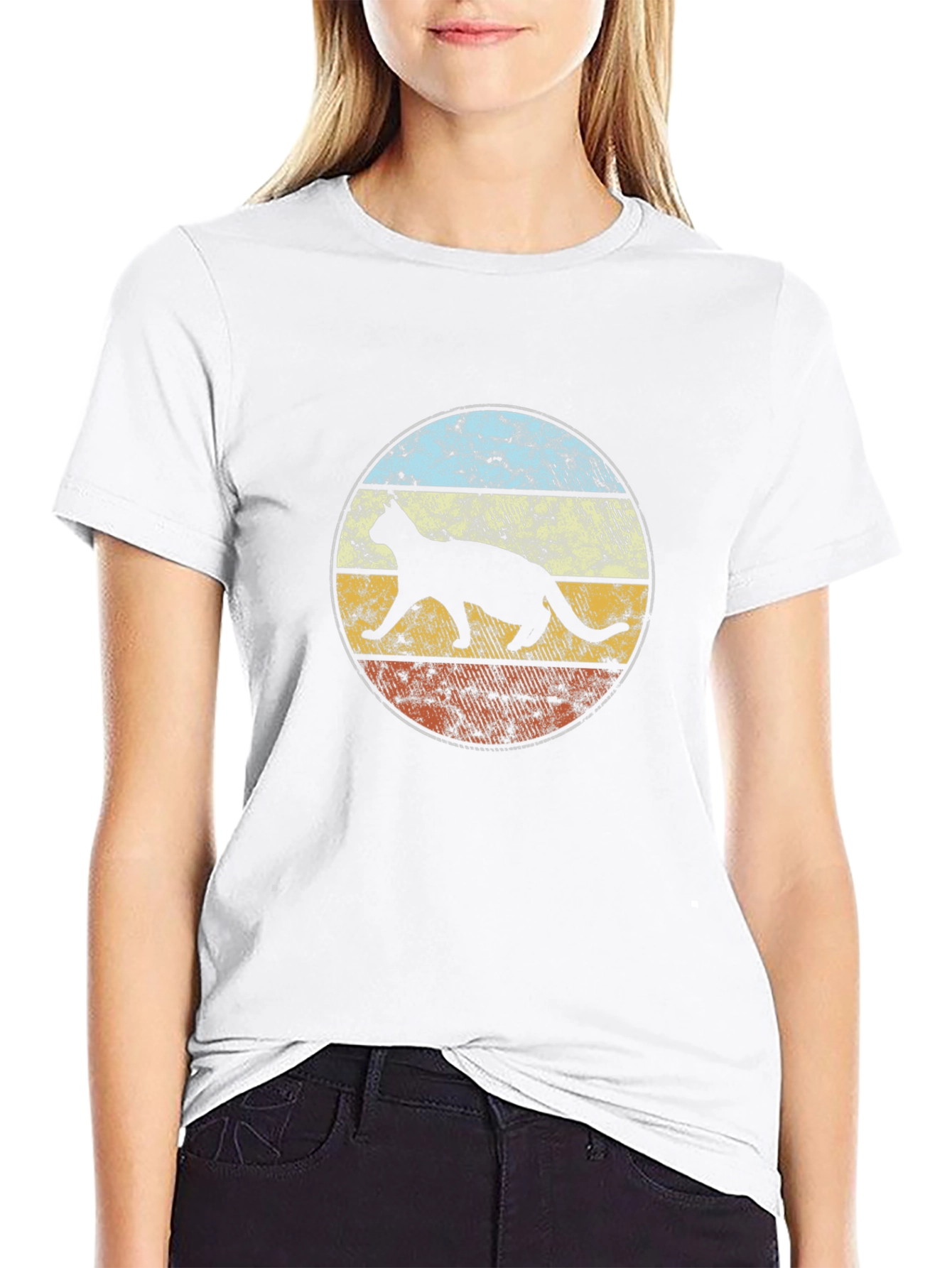 Retro Cat Silhouette Graphic T-Shirt