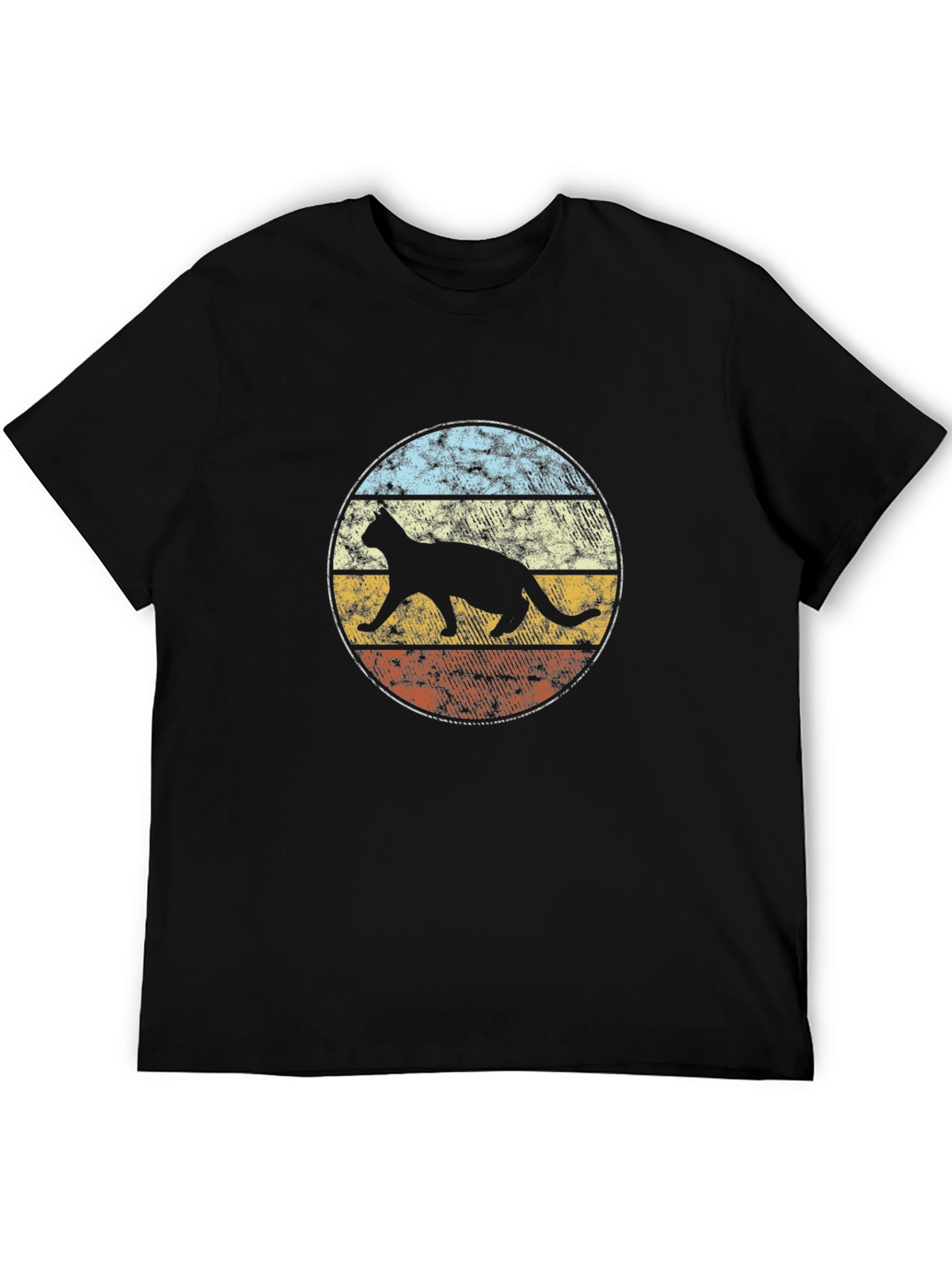 Retro Cat Silhouette Graphic T-Shirt