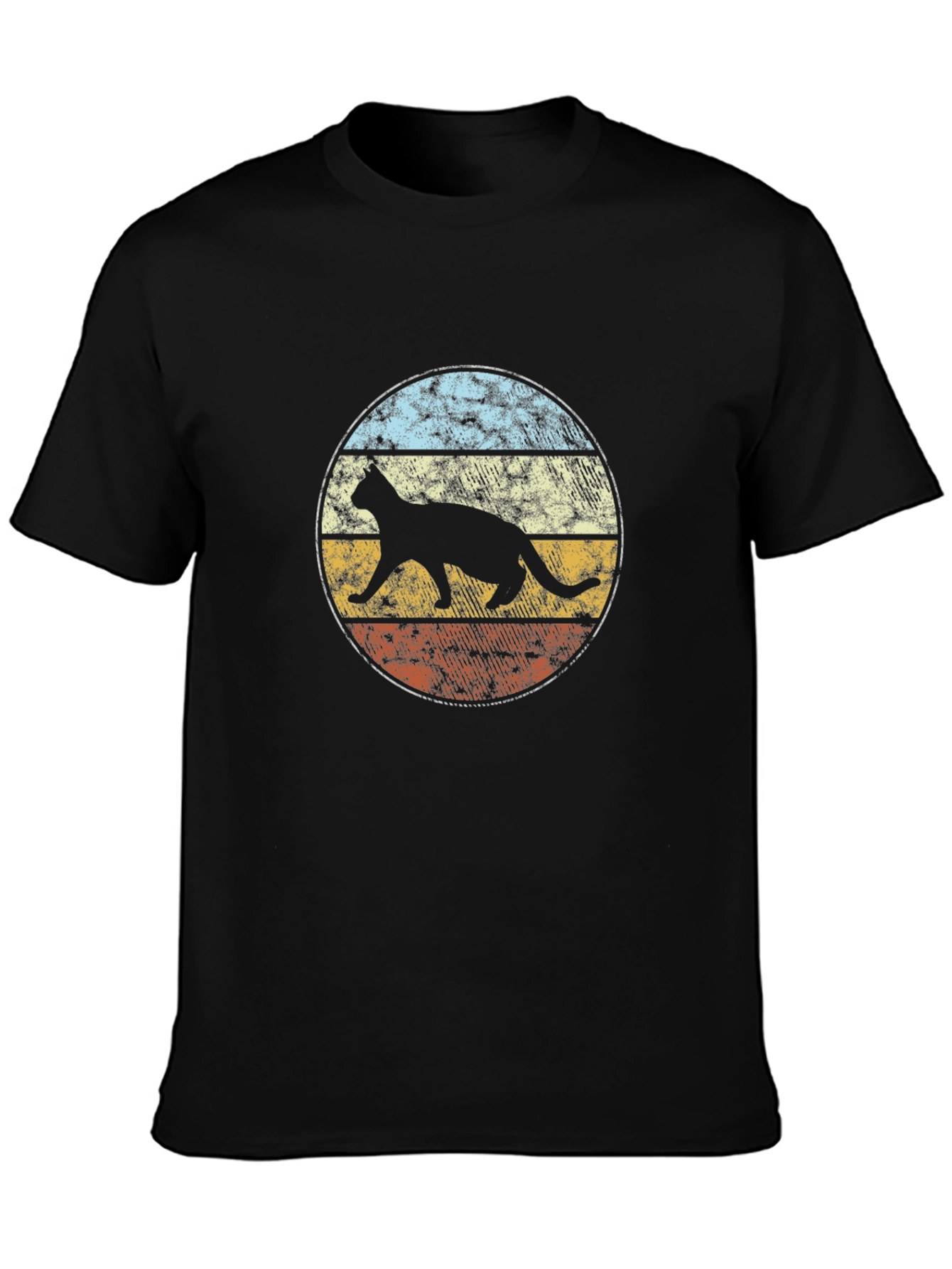 Retro Cat Silhouette Graphic T-Shirt