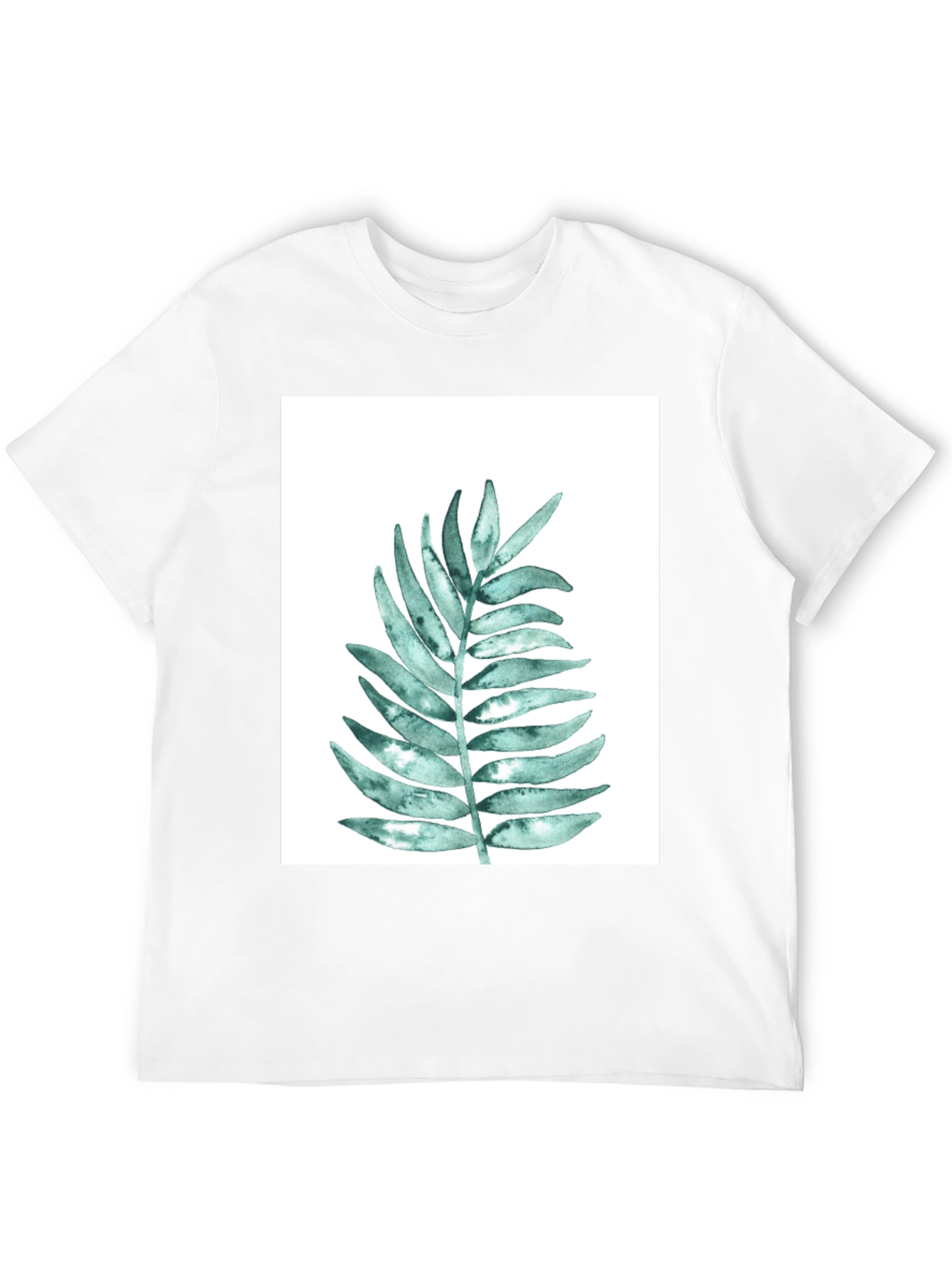 Botanical Leaf Print Black T-Shirt