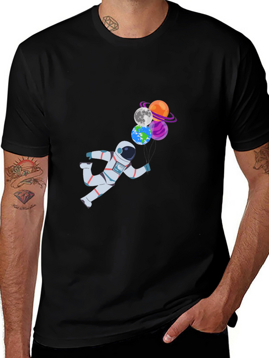 Astronaut & Planet Balloons Graphic T-Shirt