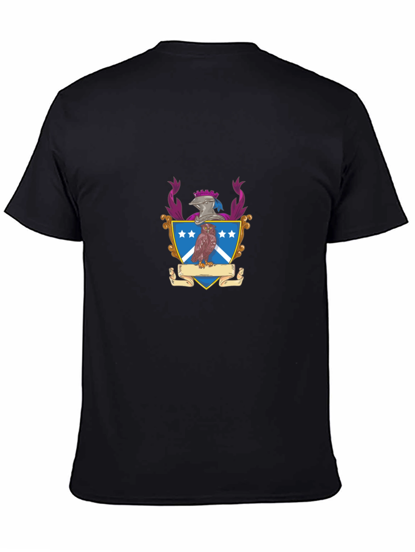 Black T-Shirt with Family Crest Graphic