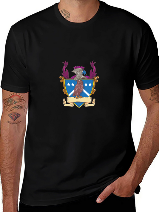 Black T-Shirt with Family Crest Graphic