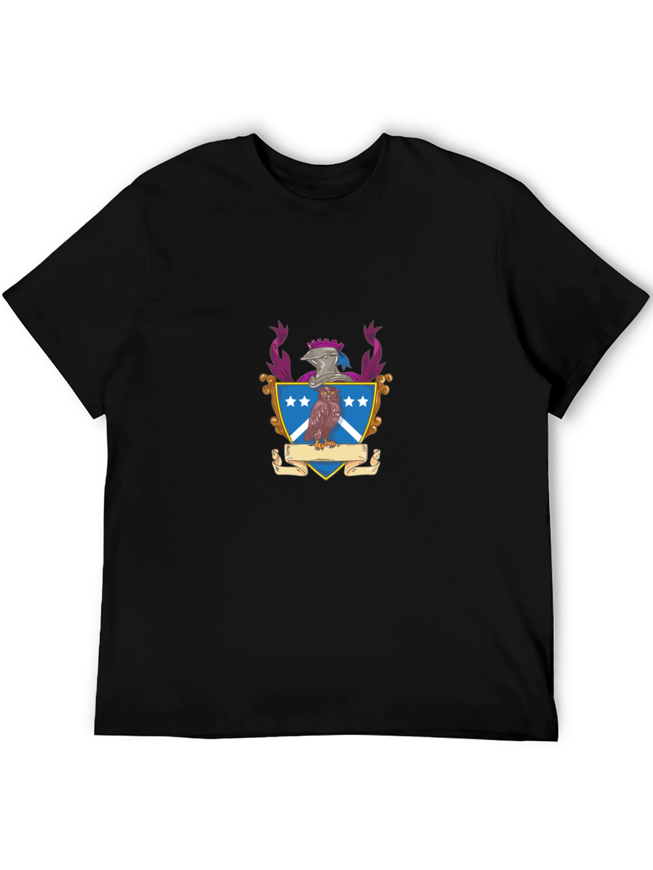 Black T-Shirt with Family Crest Graphic
