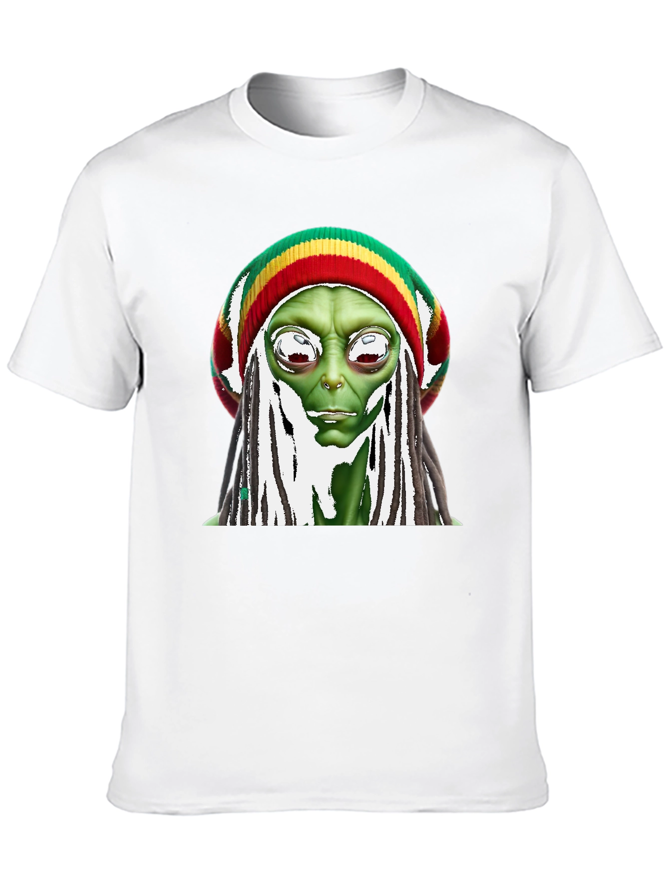 Rasta Alien Graphic T-Shirt - Funny Sci-Fi Tee