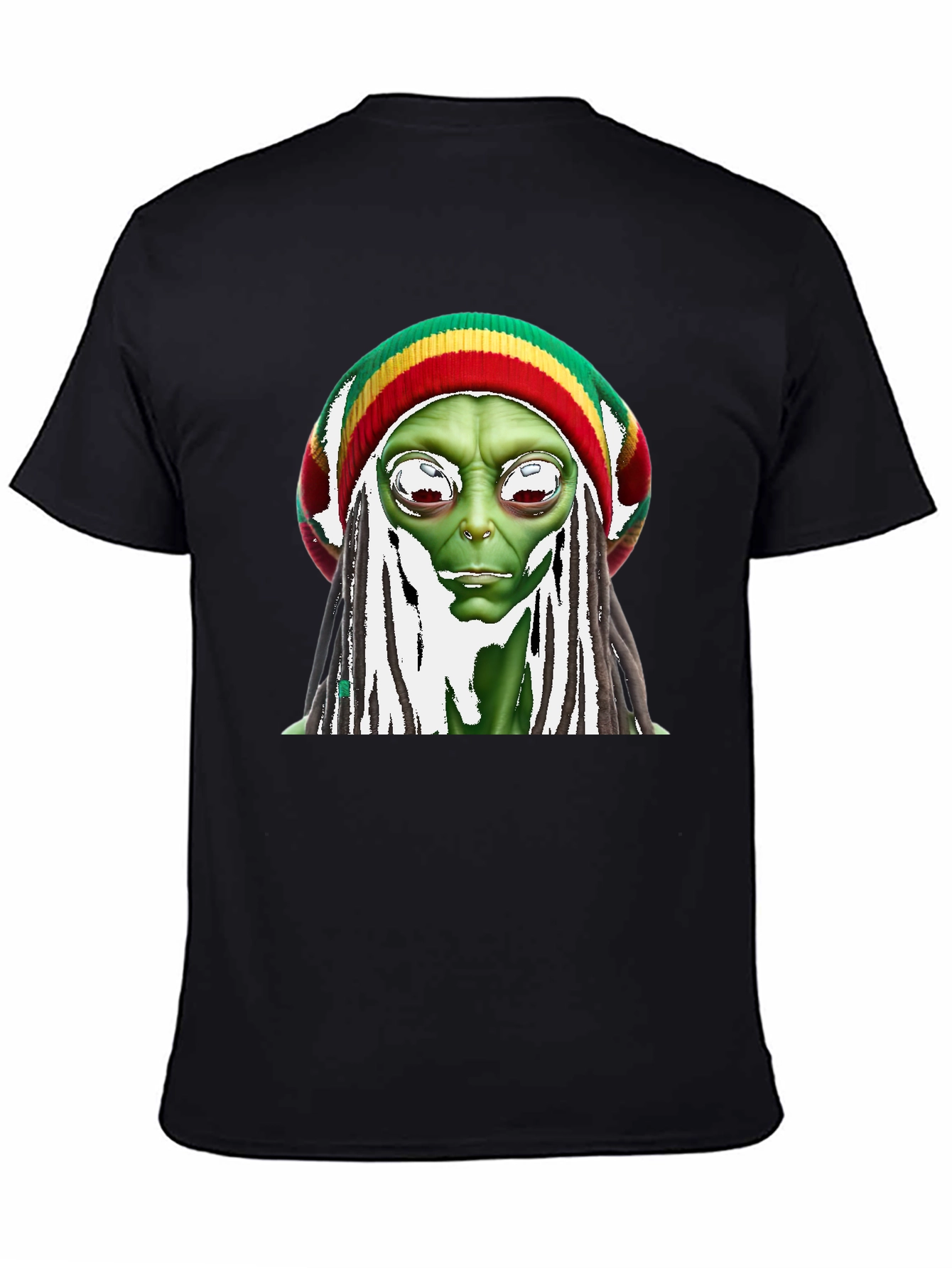 Rasta Alien Graphic T-Shirt - Funny Sci-Fi Tee