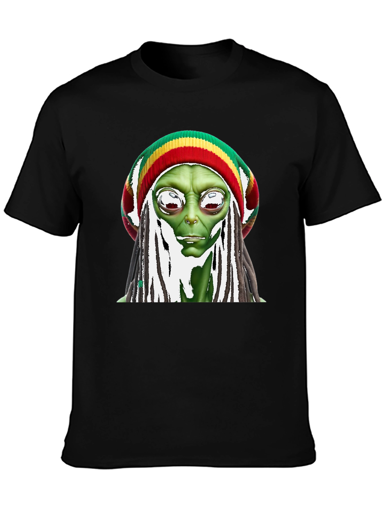 Rasta Alien Graphic T-Shirt - Funny Sci-Fi Tee
