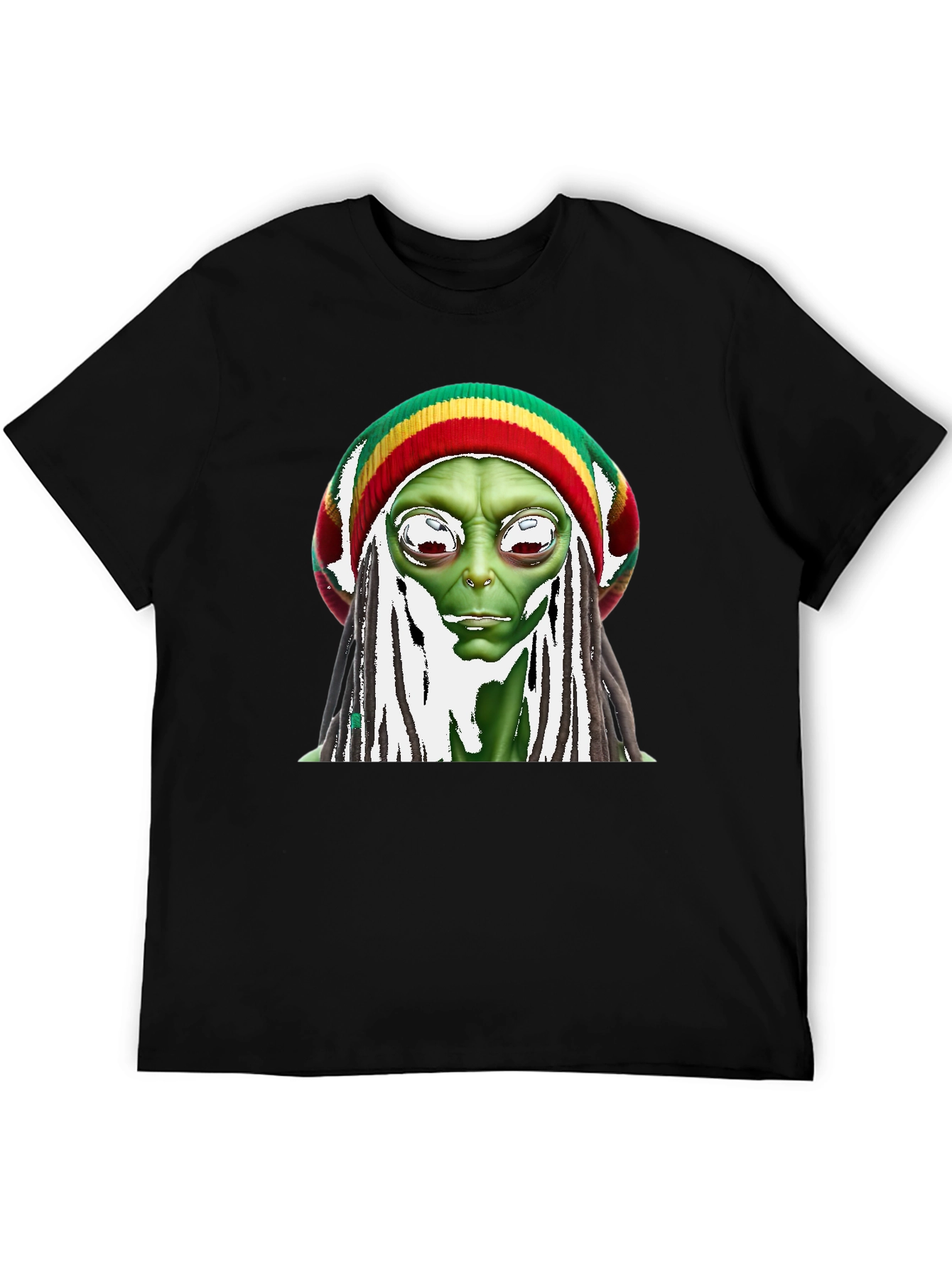 Rasta Alien Graphic T-Shirt - Funny Sci-Fi Tee