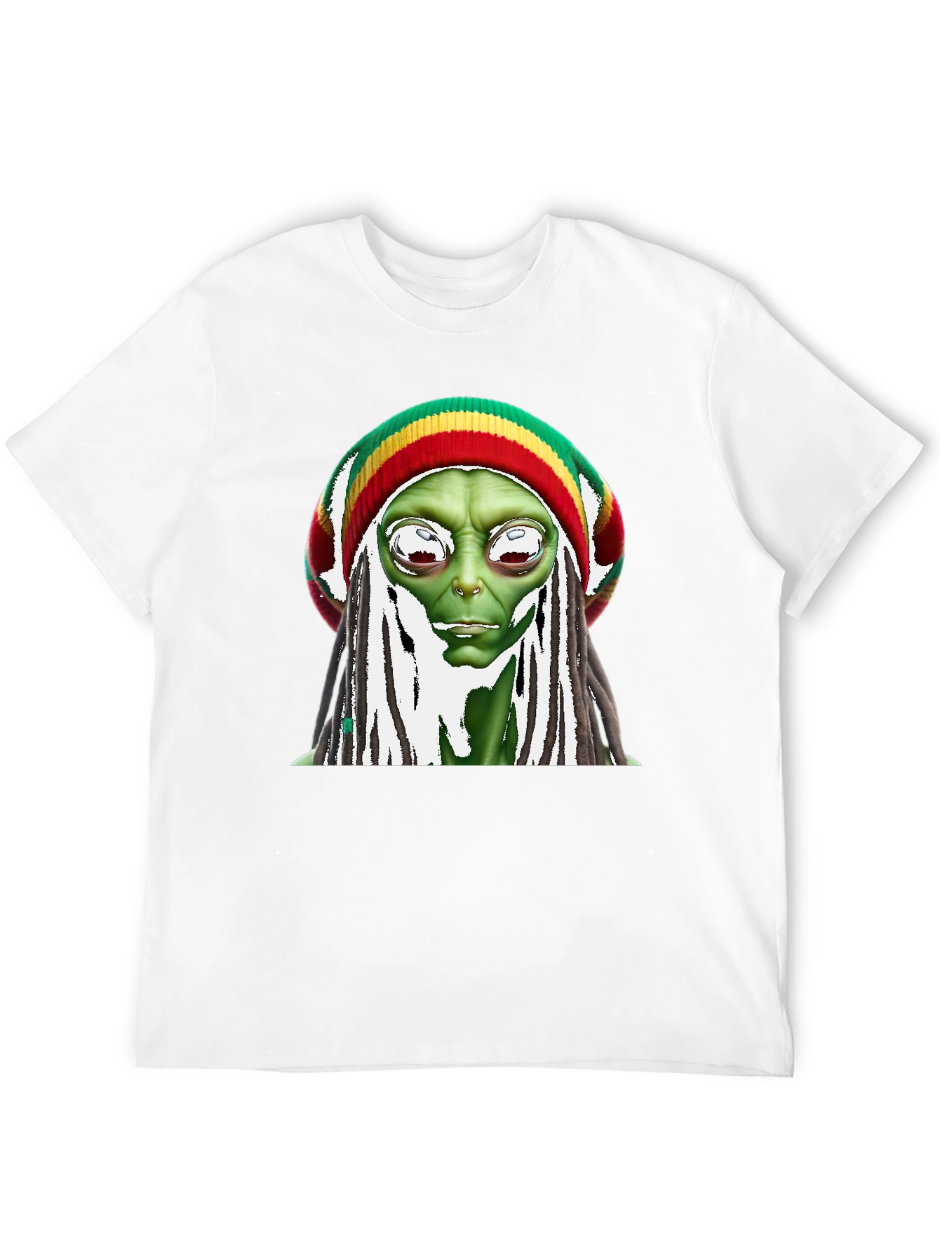 Rasta Alien Graphic T-Shirt - Funny Sci-Fi Tee