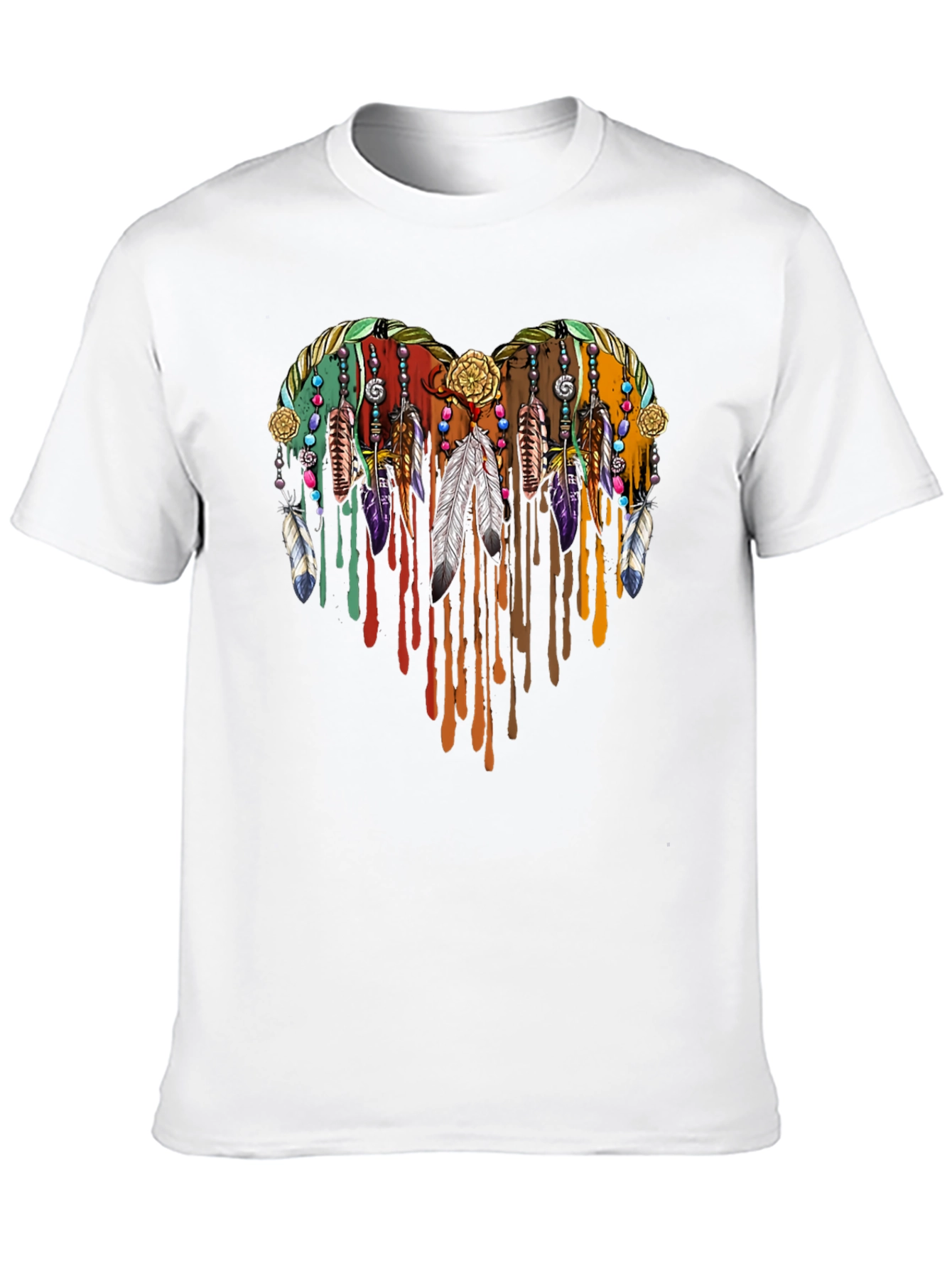 Boho Heart Feather Drip Graphic Tee