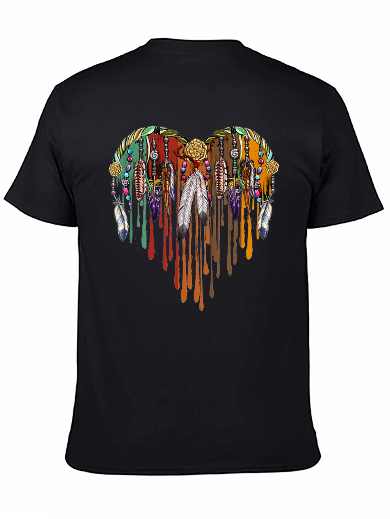 Boho Heart Feather Drip Graphic Tee