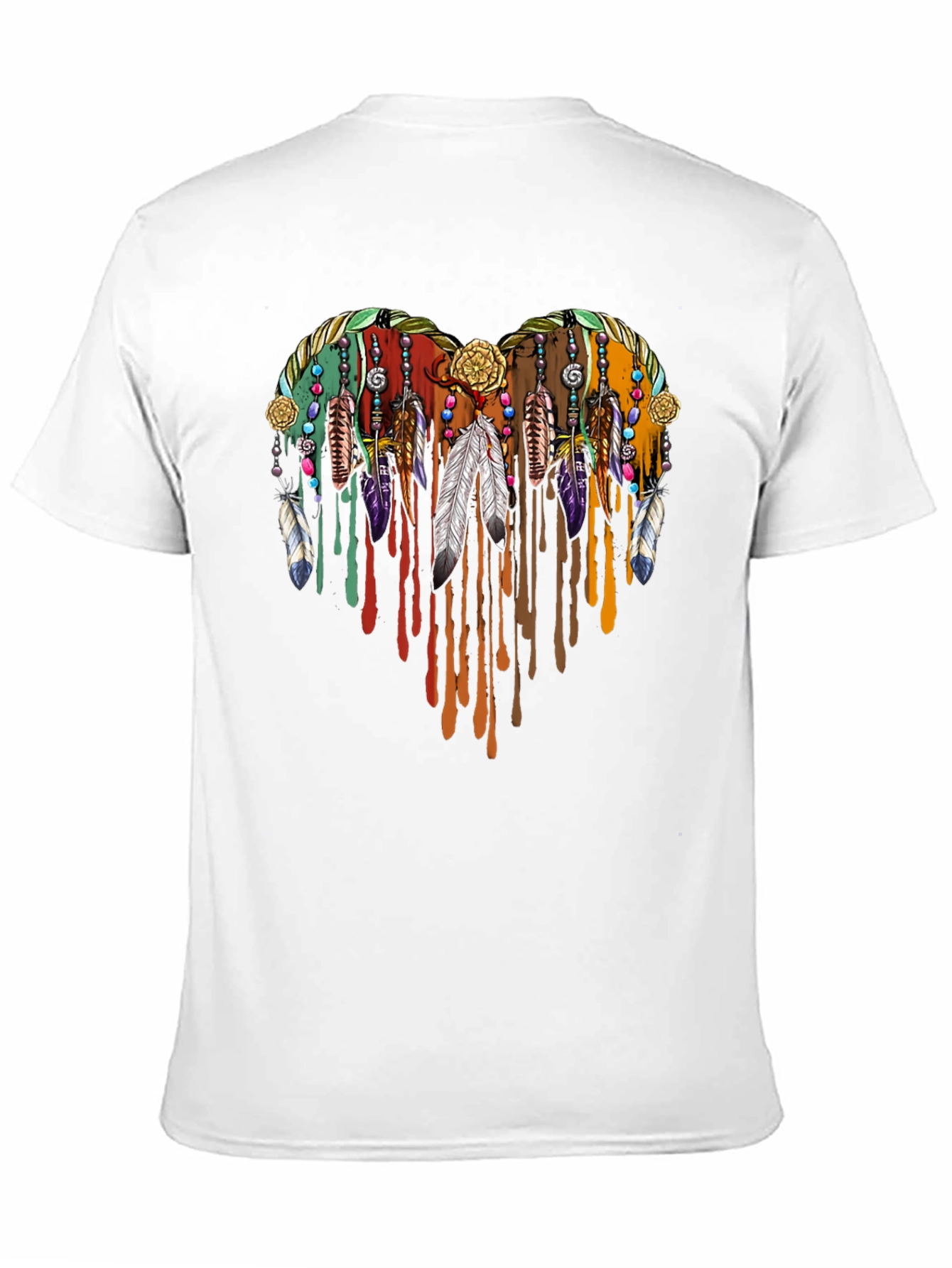 Boho Heart Feather Drip Graphic Tee