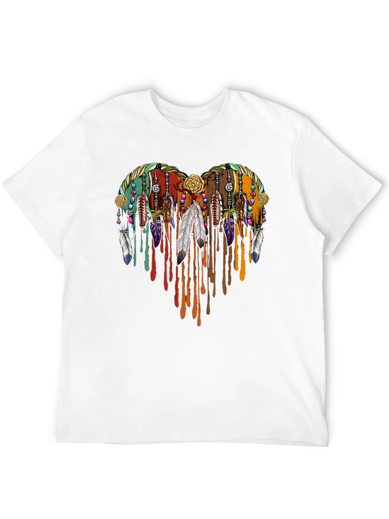 Boho Heart Feather Drip Graphic Tee