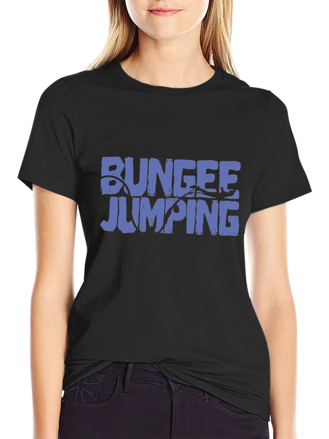 Bungee Jumping Graphic Tee - Black Cotton T-Shirt