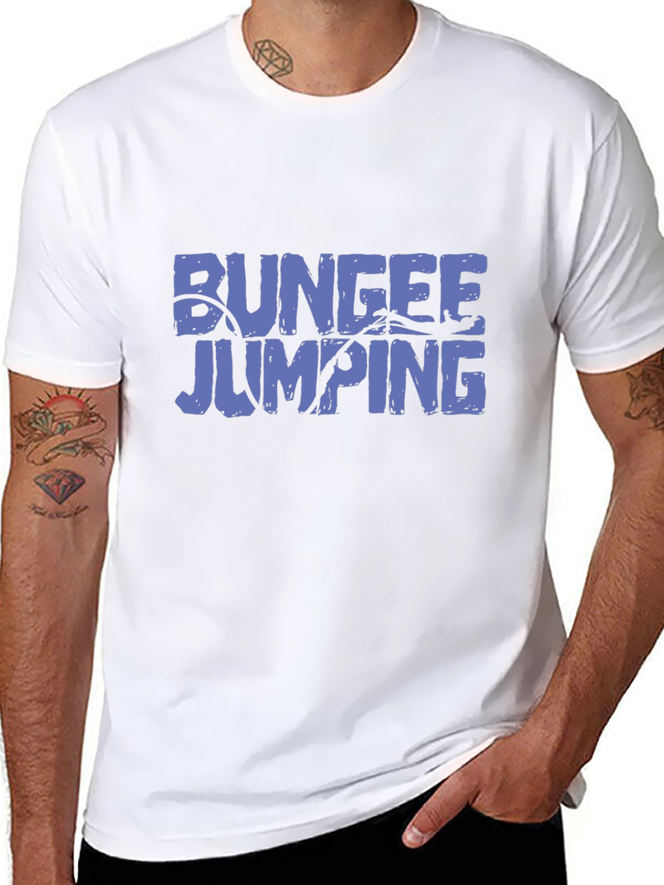 Bungee Jumping Graphic Tee - Black Cotton T-Shirt