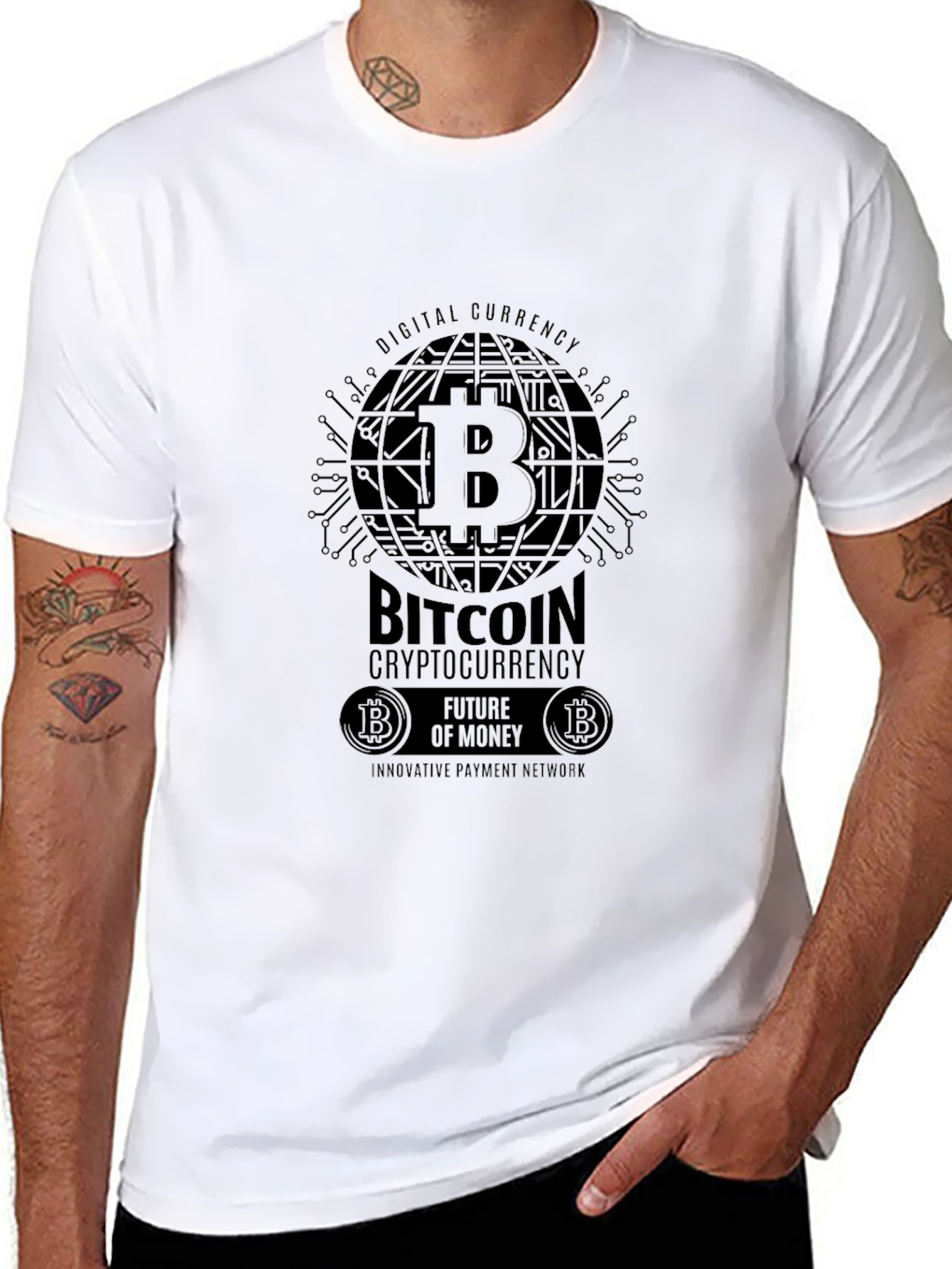 Bitcoin Cryptocurrency Graphic T-Shirt - Black