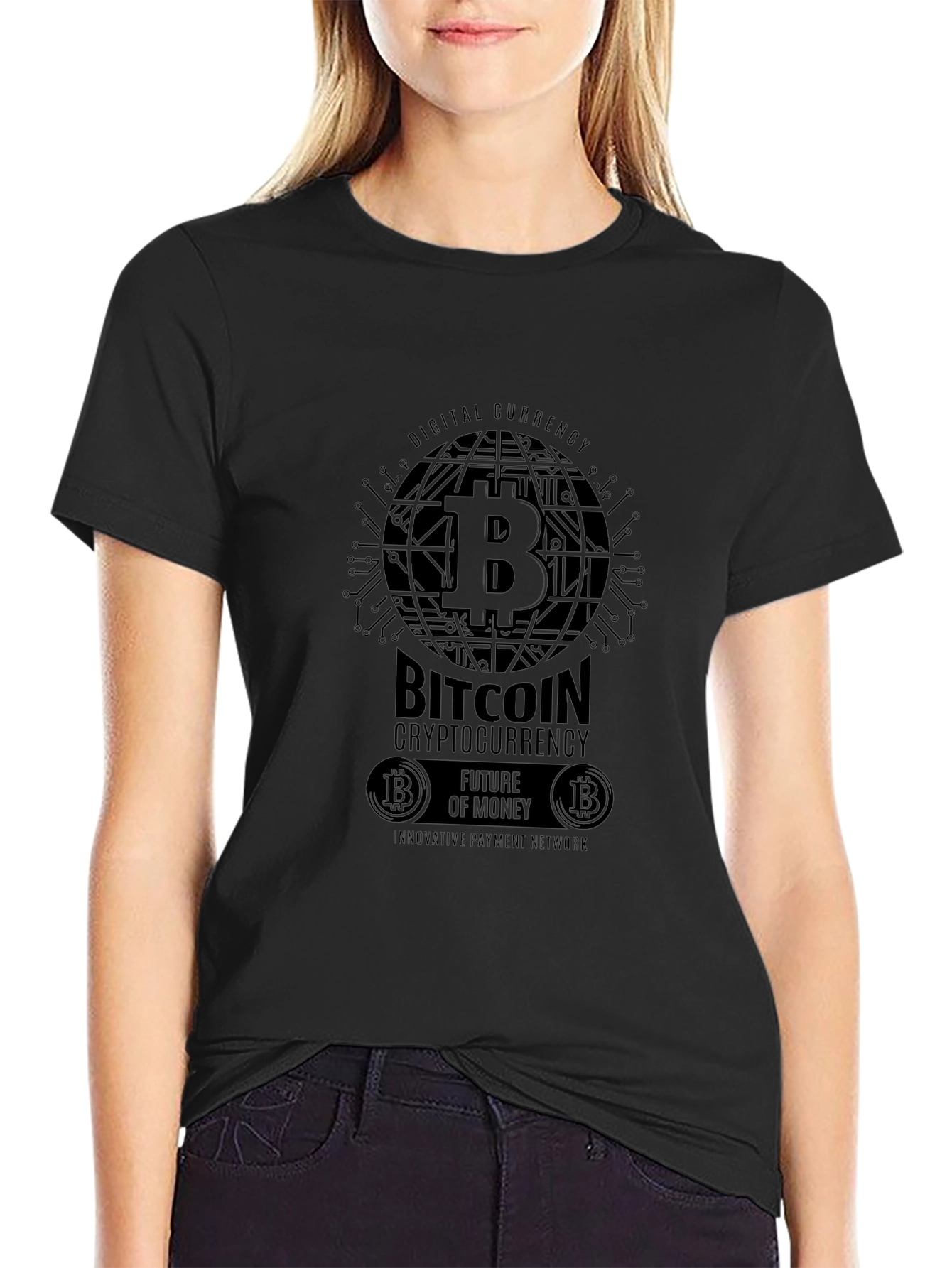 Bitcoin Cryptocurrency Graphic T-Shirt - Black