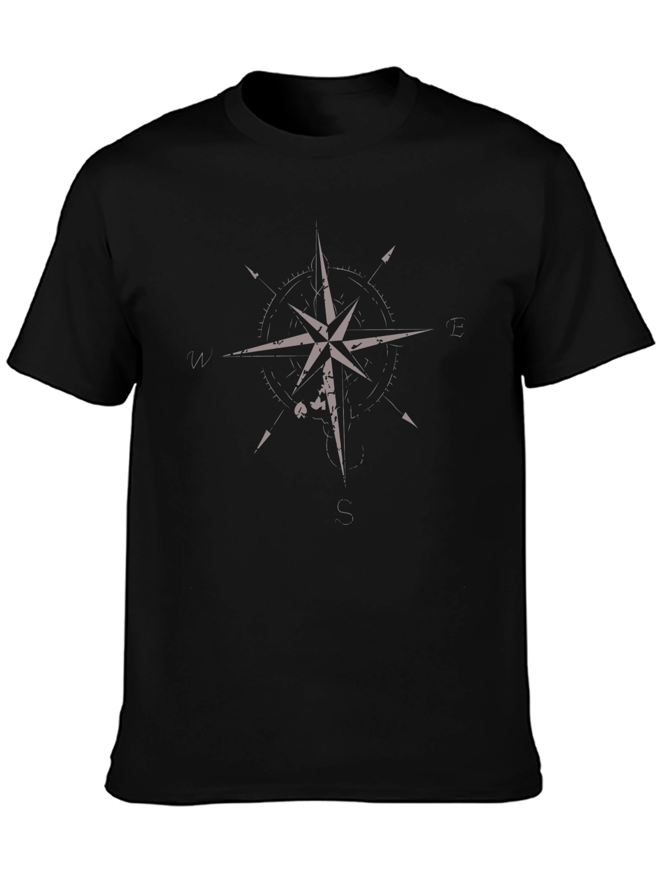 Compass Rose Graphic Tee - Black Cotton T-Shirt