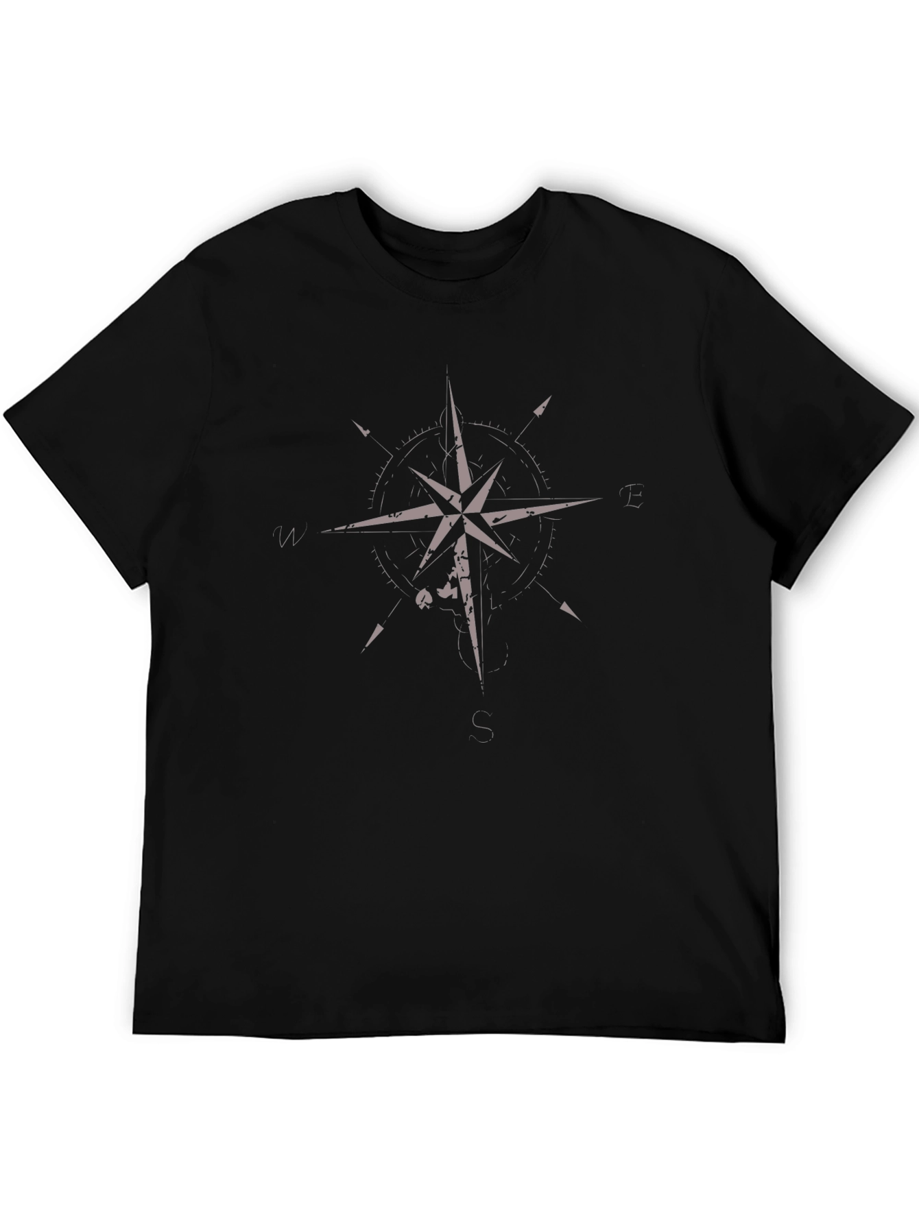 Compass Rose Graphic Tee - Black Cotton T-Shirt