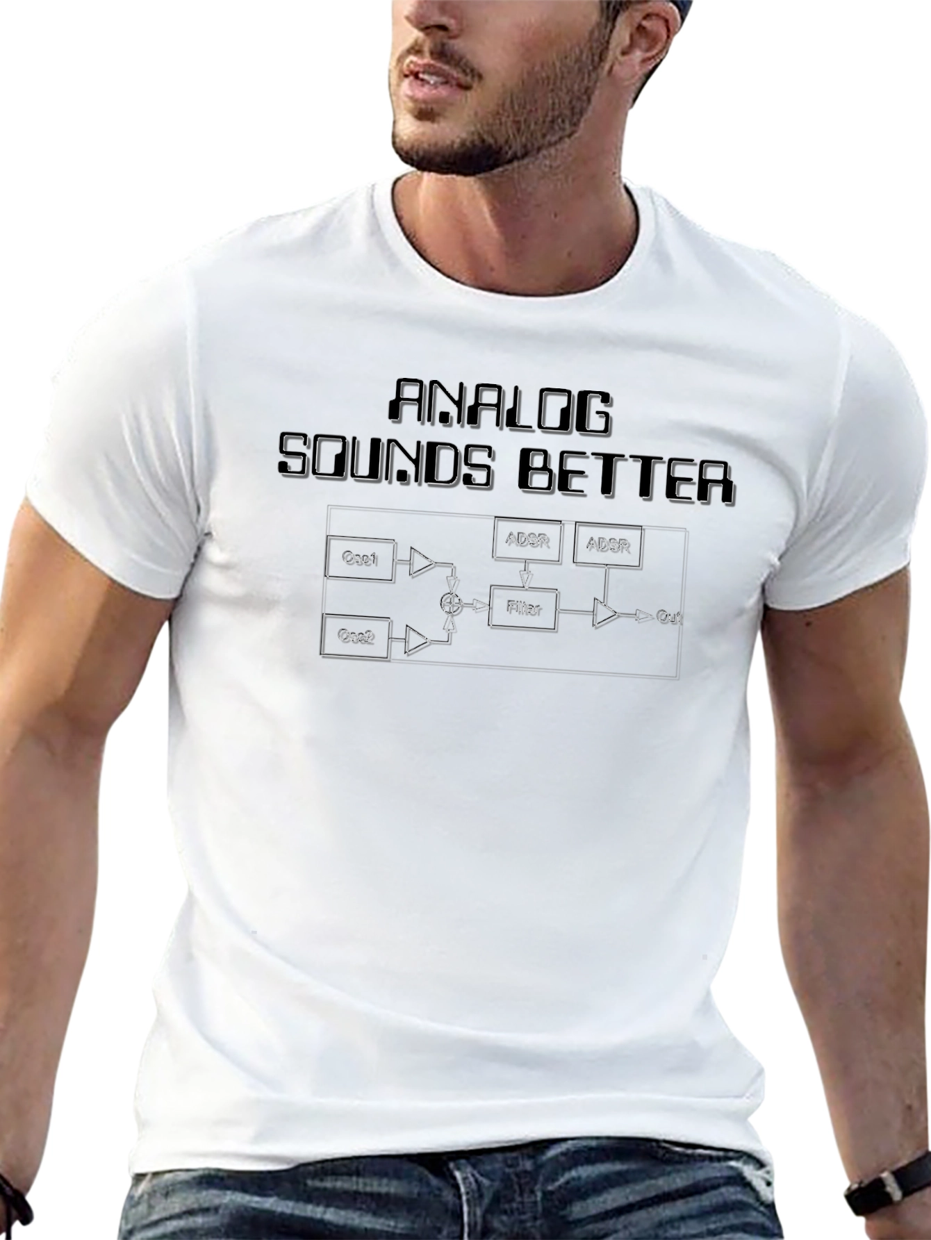 Analog Sounds Better Black Graphic Tee