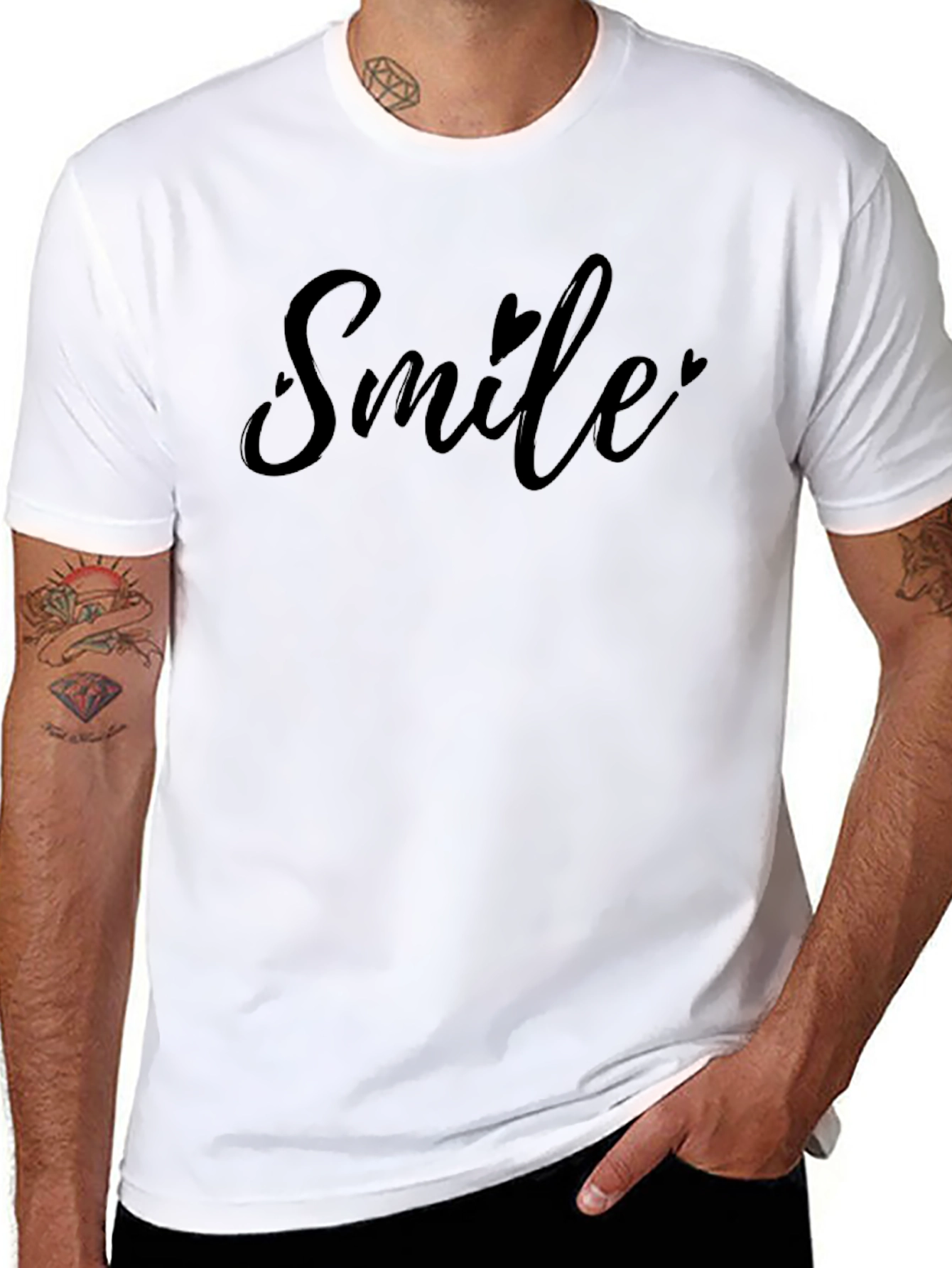 Smile Heart Graphic Black T-Shirt