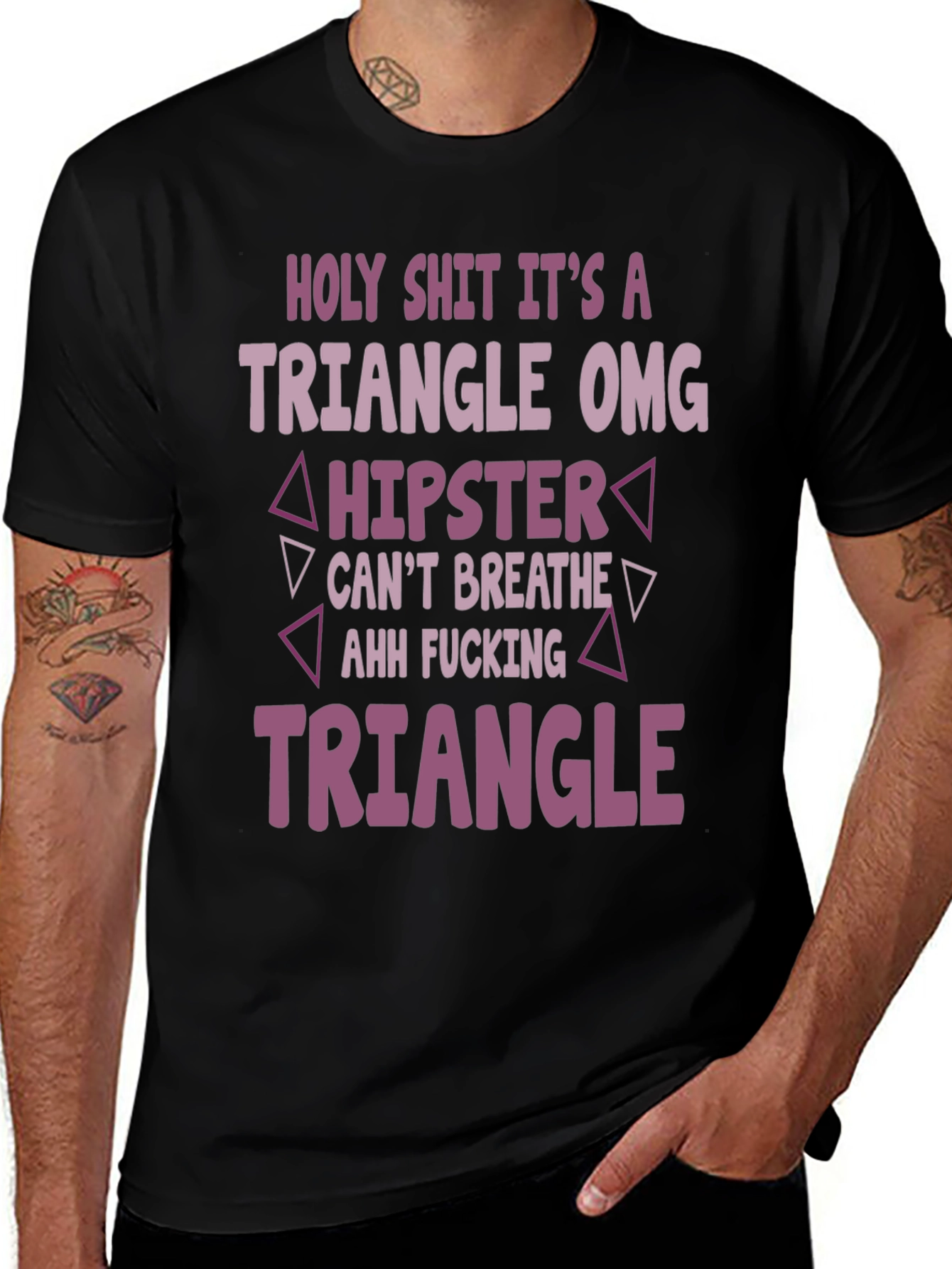 Triangle Hipster Graphic Tee - Mens Black T-Shirt