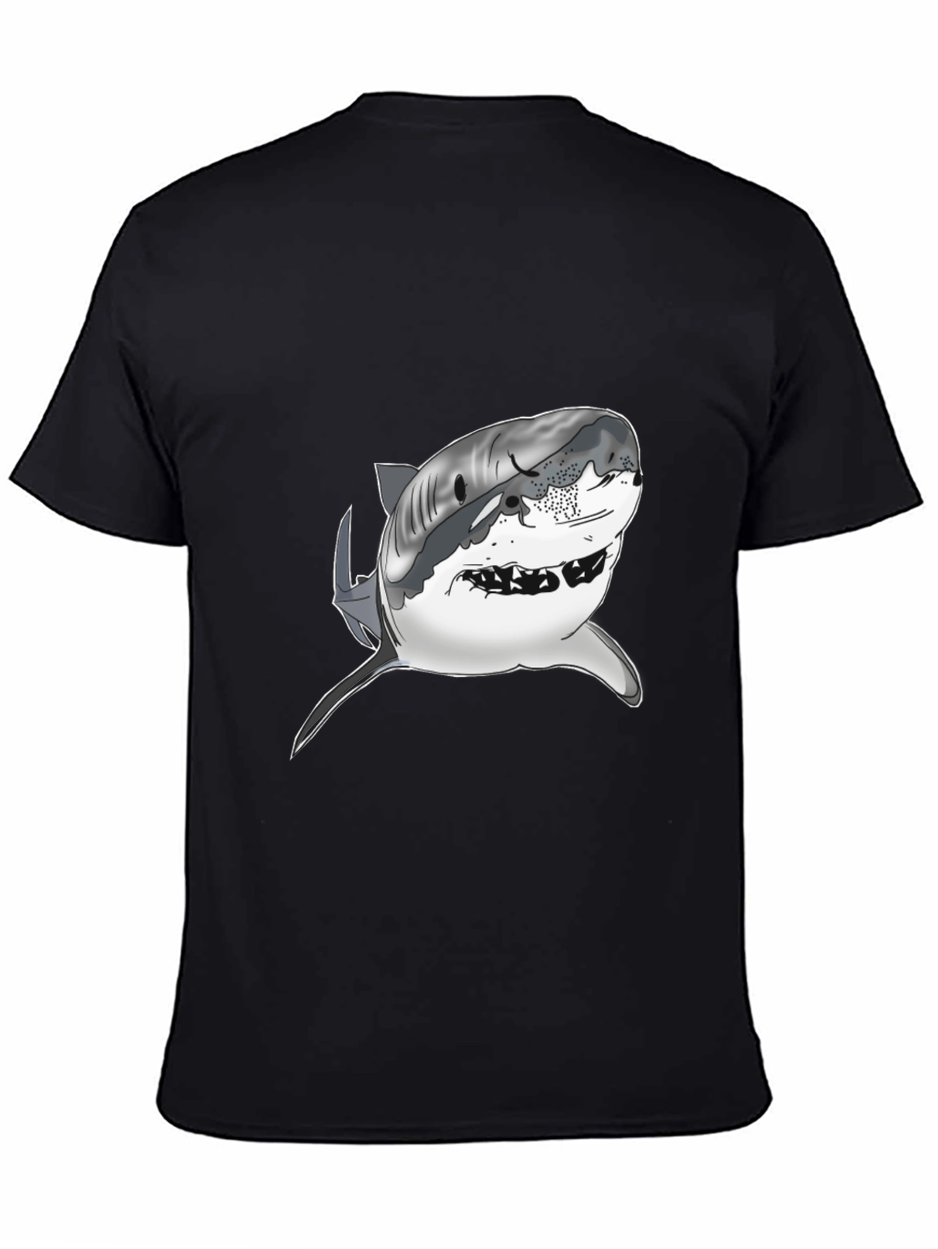 Shark Graphic Tee - Mens Black Cotton T-Shirt