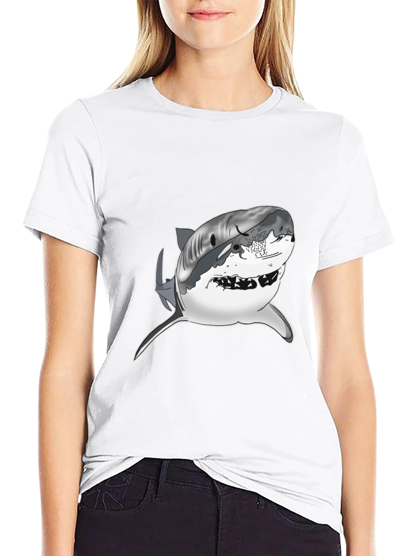 Shark Graphic Tee - Mens Black Cotton T-Shirt