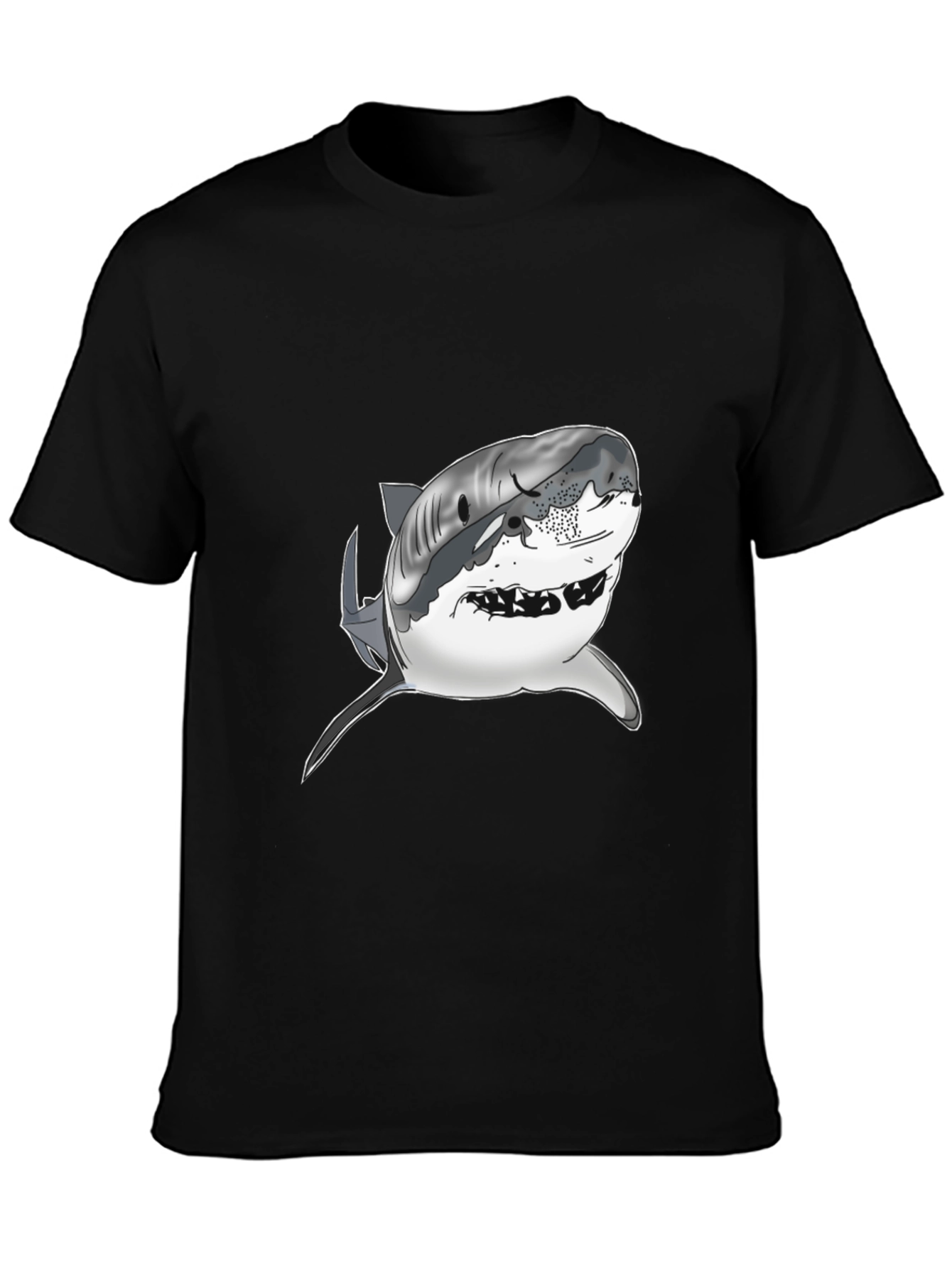 Shark Graphic Tee - Mens Black Cotton T-Shirt
