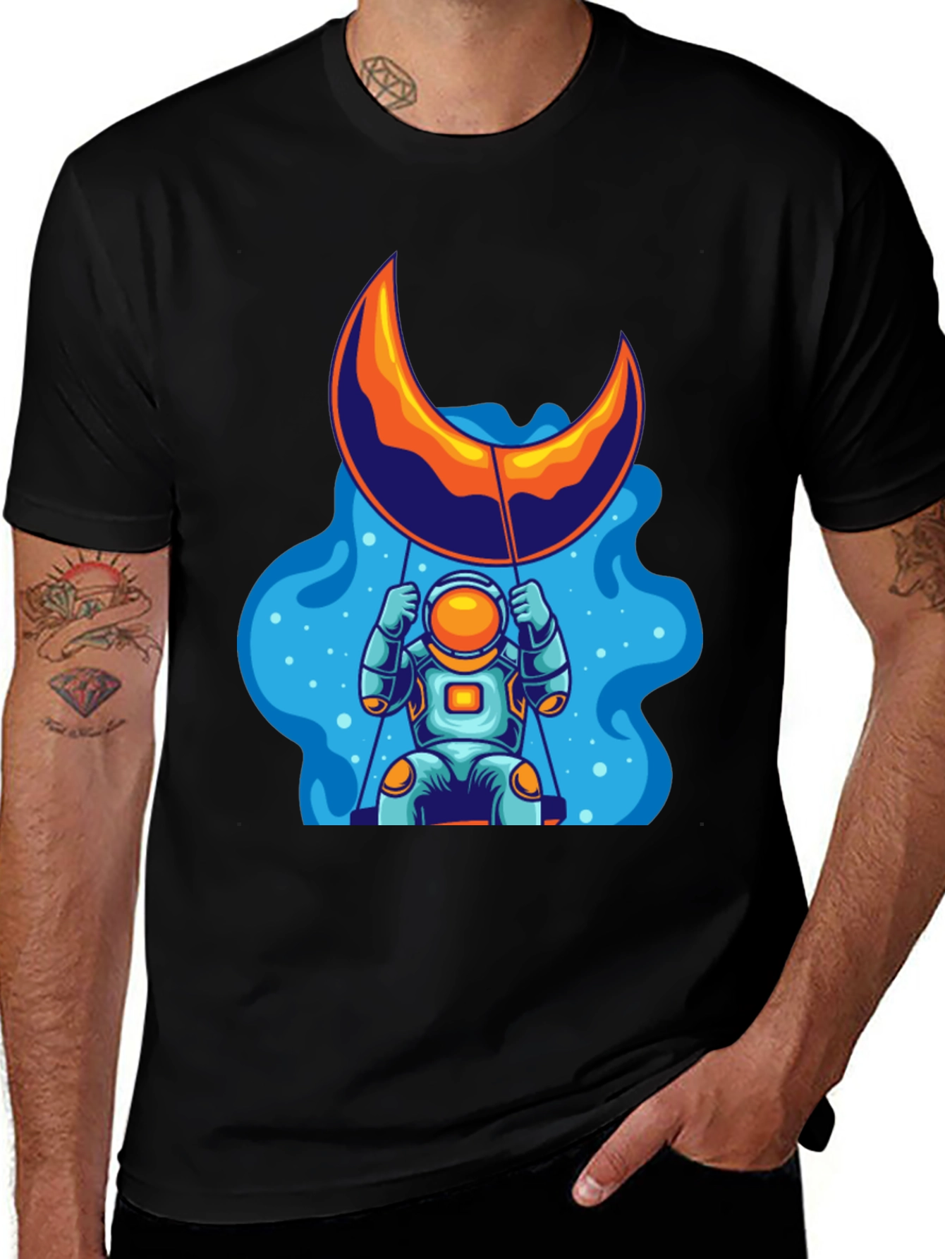 Astronaut Moon Swing Graphic Tee - Black