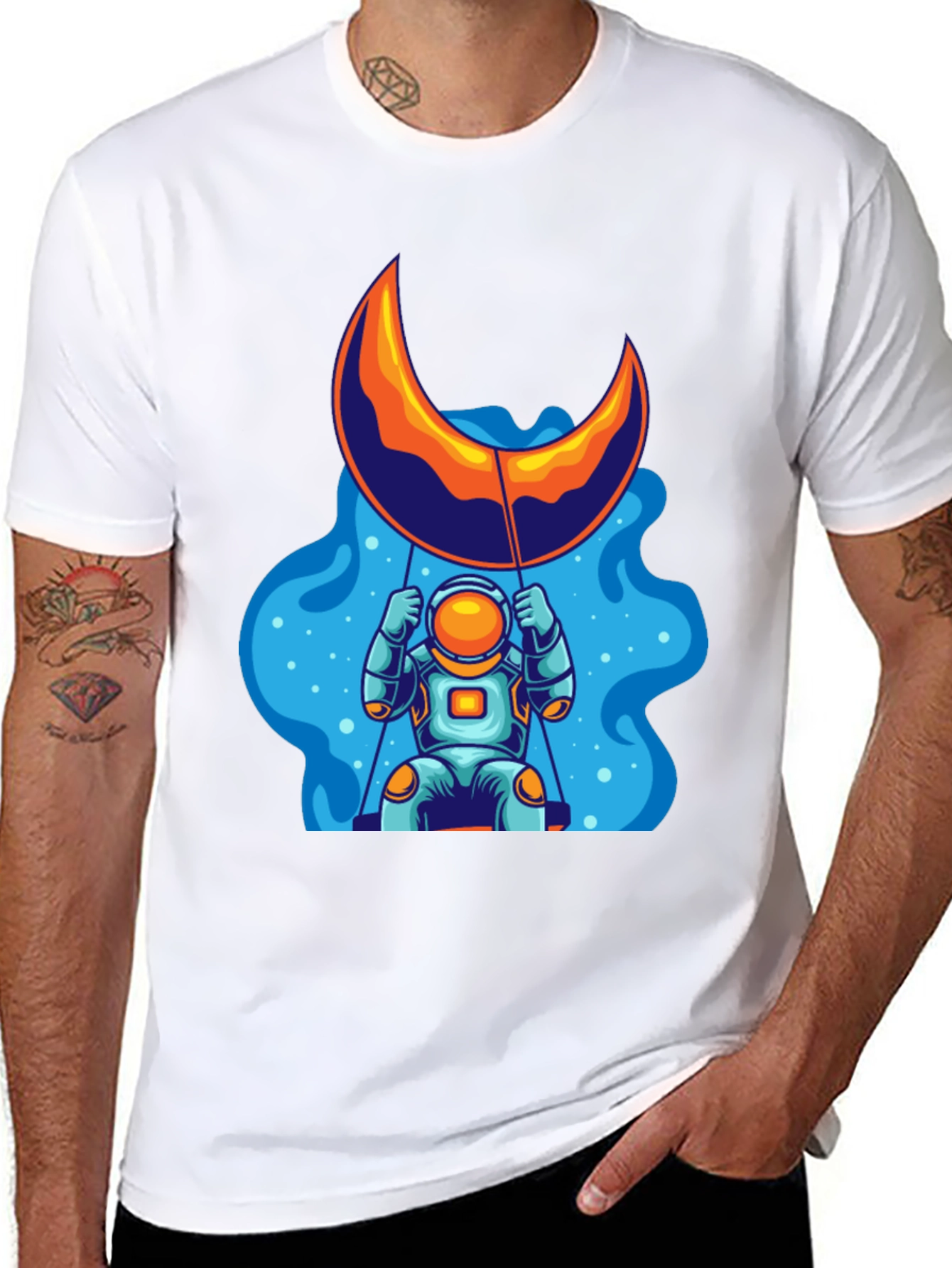 Astronaut Moon Swing Graphic Tee - Black