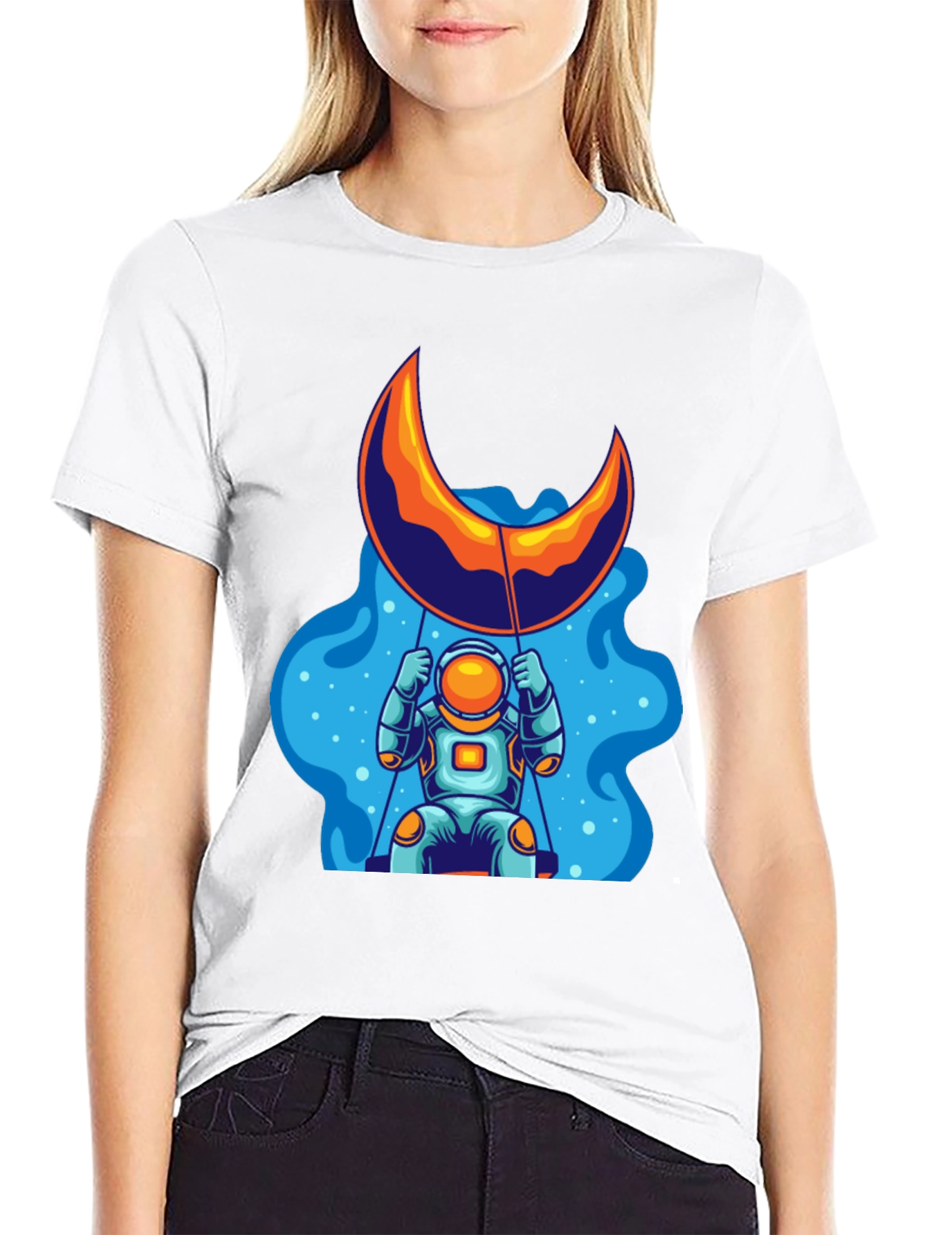 Astronaut Moon Swing Graphic Tee - Black