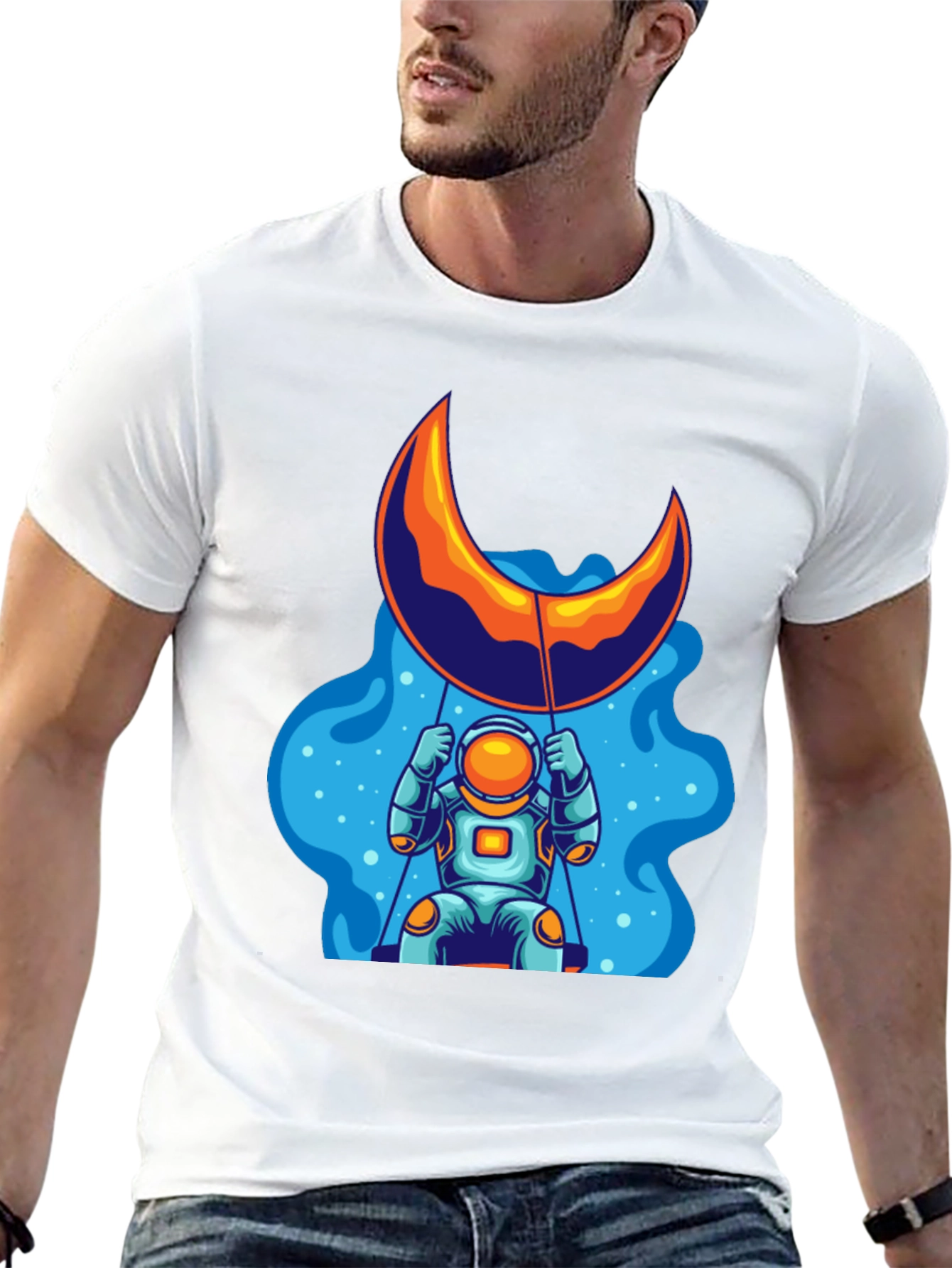 Astronaut Moon Swing Graphic Tee - Black