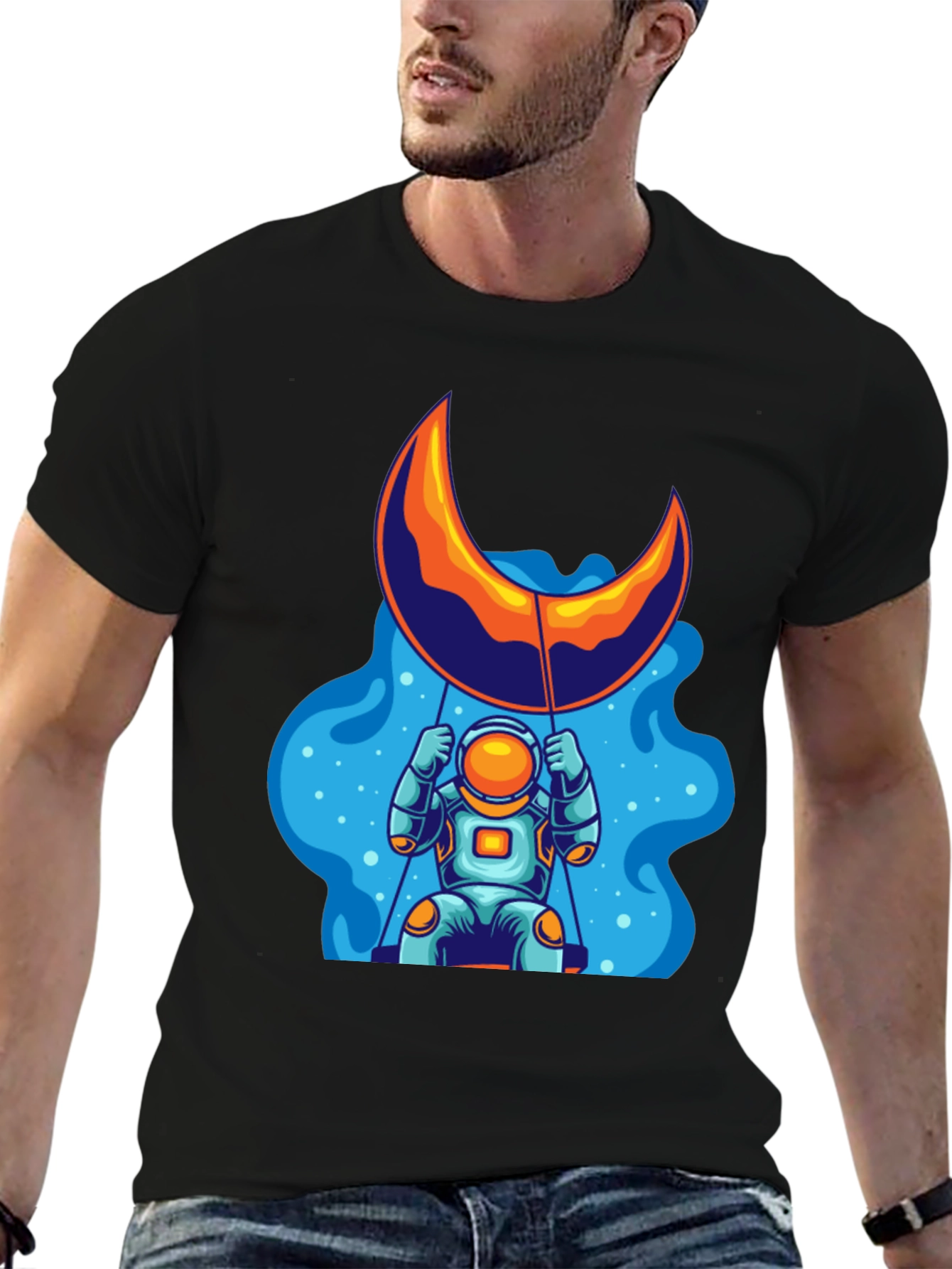 Astronaut Moon Swing Graphic Tee - Black
