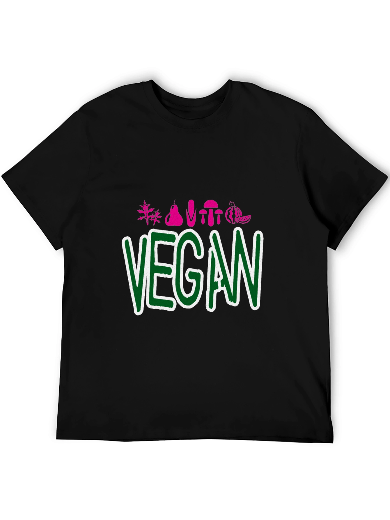 Vegan Graphic Tee - Black Crew Neck T-Shirt