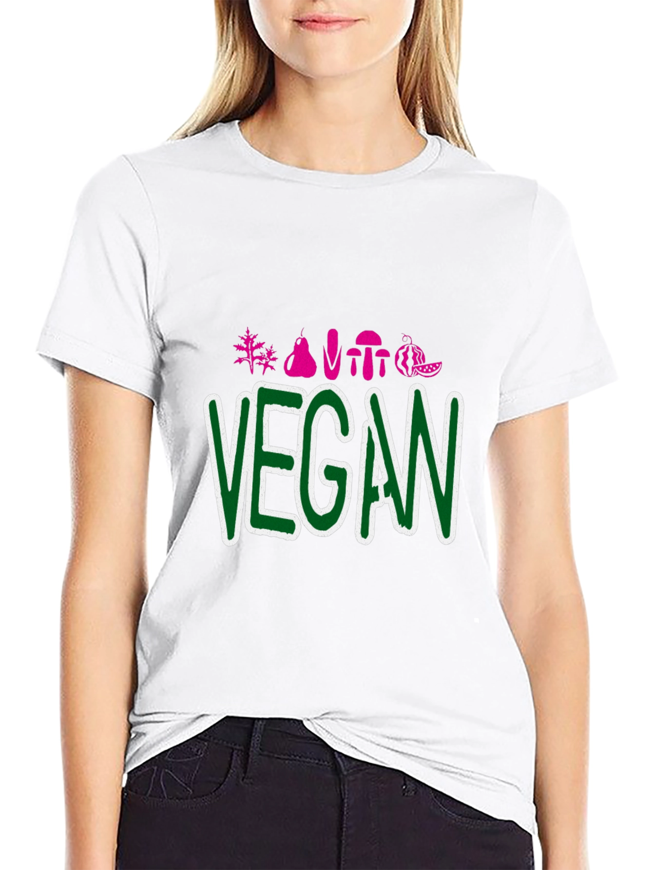 Vegan Graphic Tee - Black Crew Neck T-Shirt