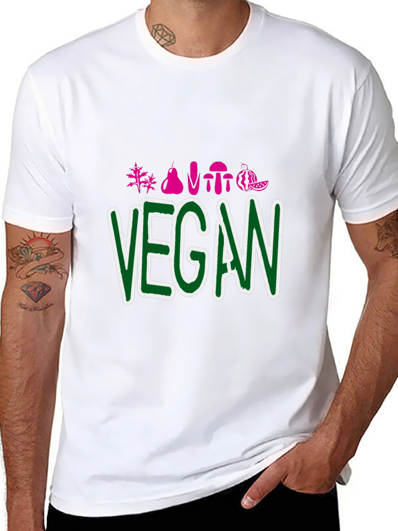 Vegan Graphic Tee - Black Crew Neck T-Shirt