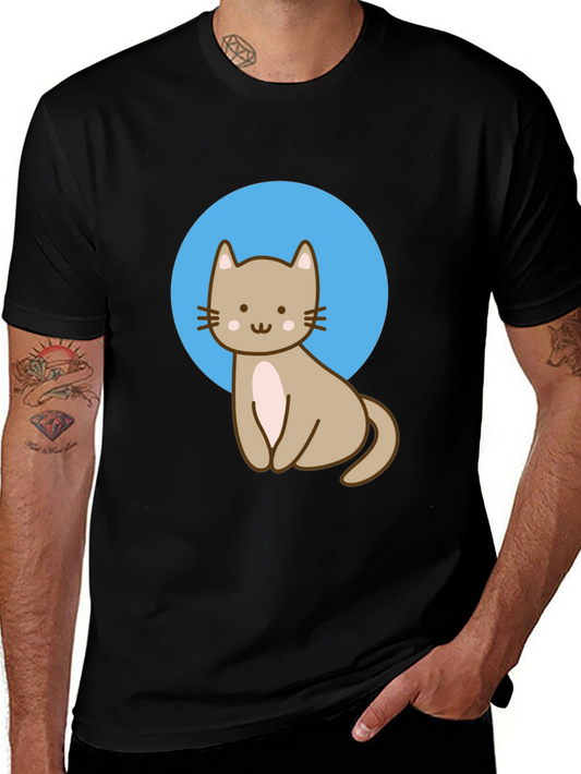 Cute Cat Graphic Black T-Shirt