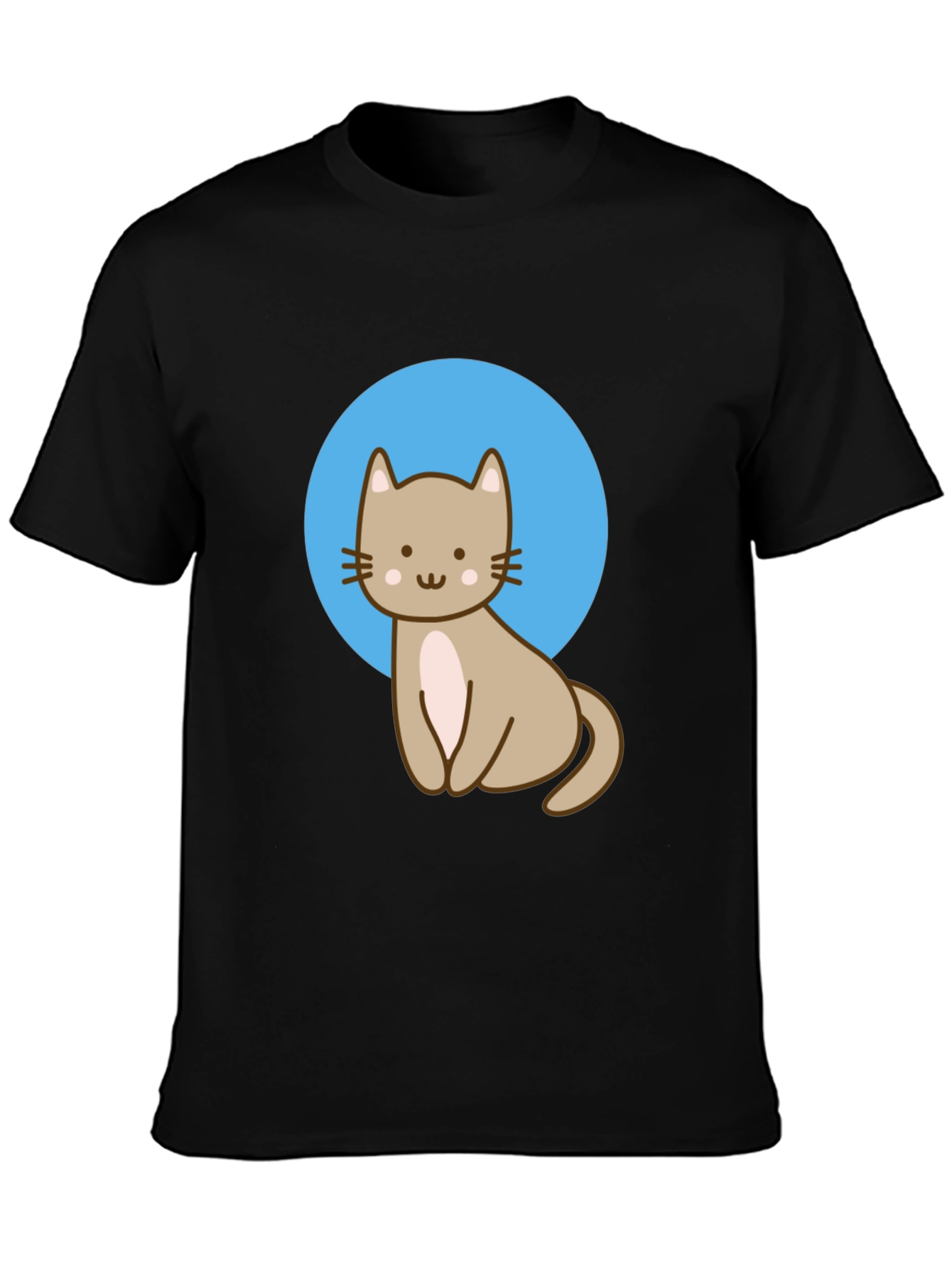 Cute Cat Graphic Black T-Shirt
